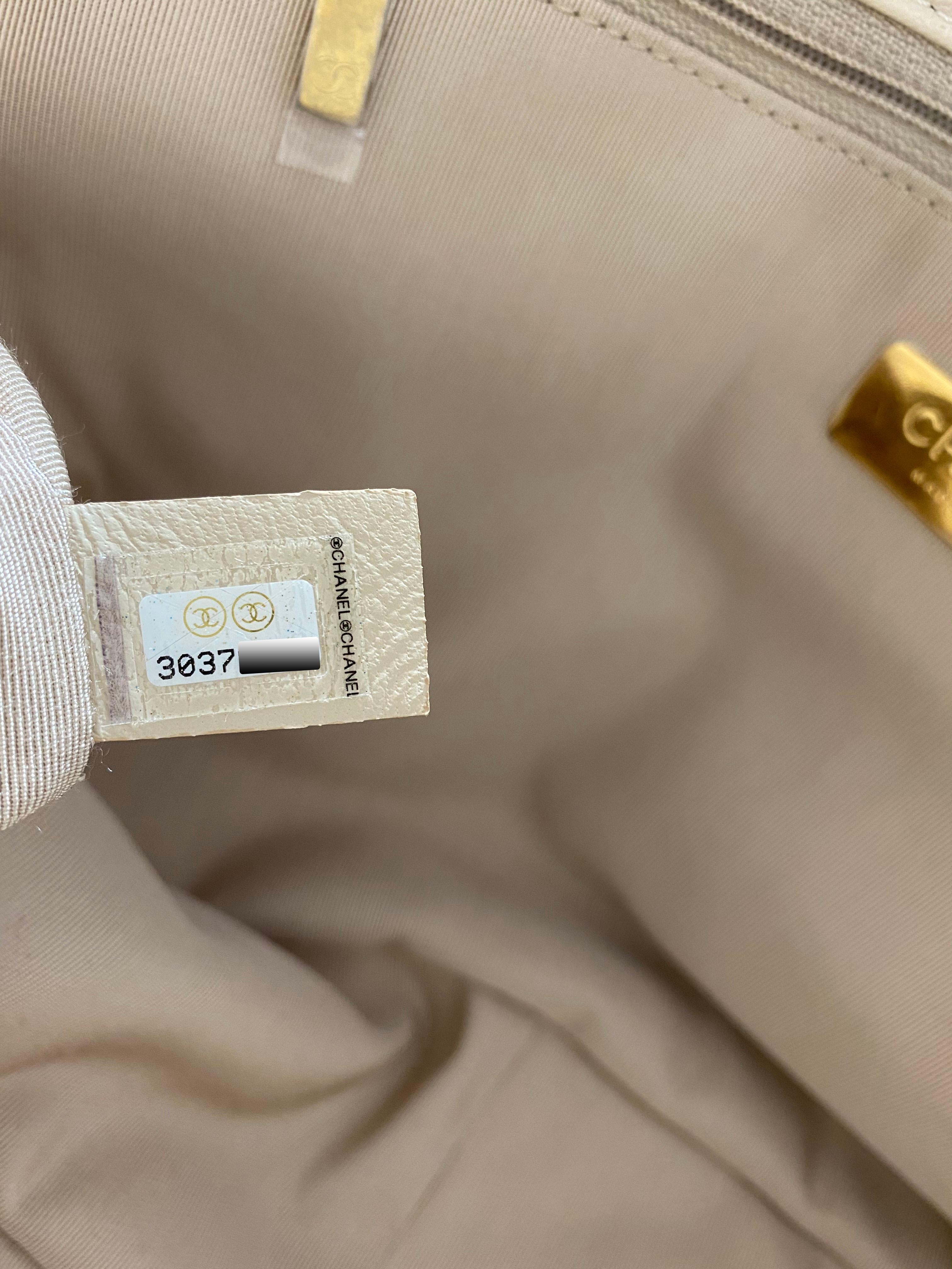 Chanel 2020 Beige Goatskin Leather Quilted Maxi 19 Flap Bag 4