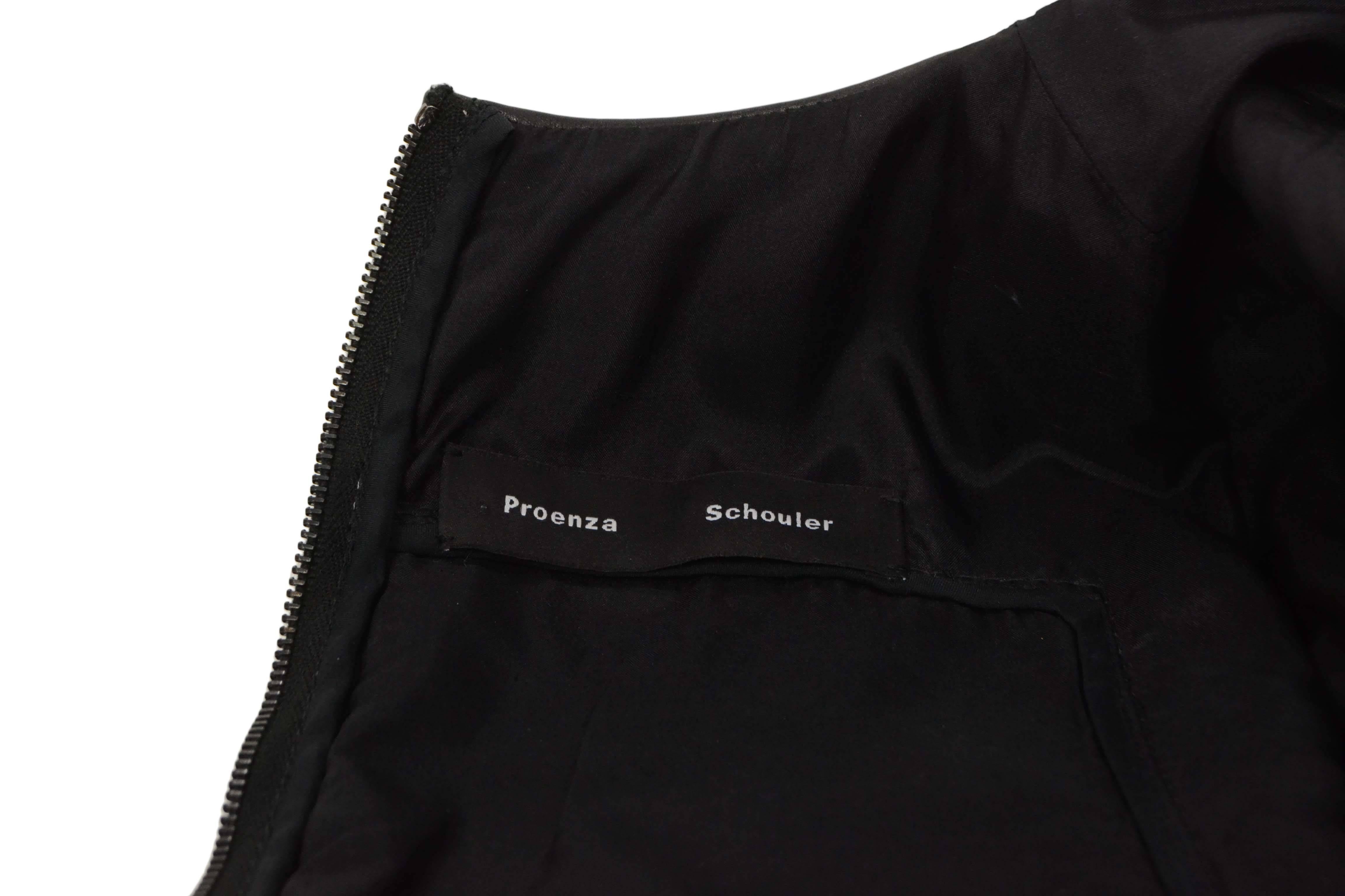 Women's Proenza Schouler Black Leather & Tweed Short Sleeve Top sz S