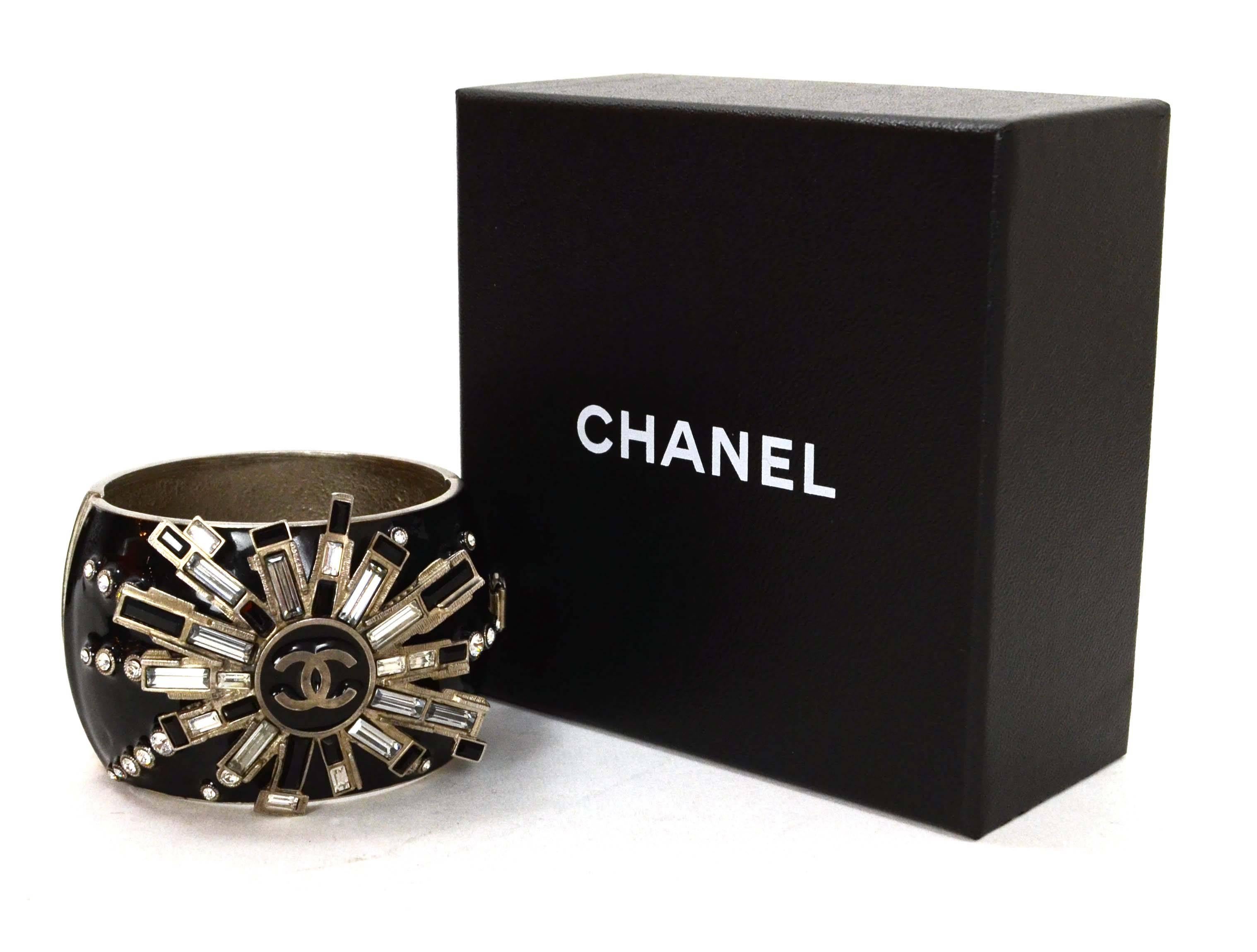 Chanel Black & Crystal Starburst Cuff Bracelet 1