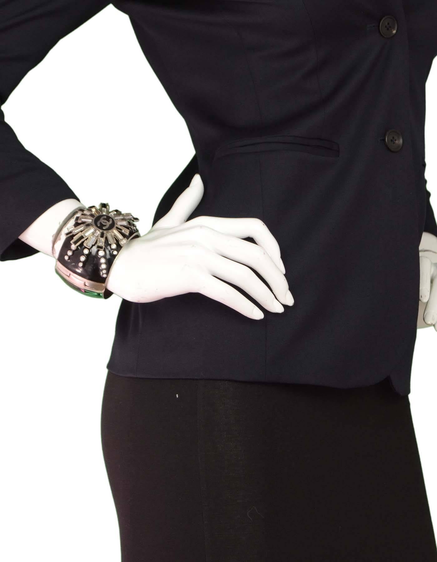 Chanel Black & Crystal Starburst Cuff Bracelet 2