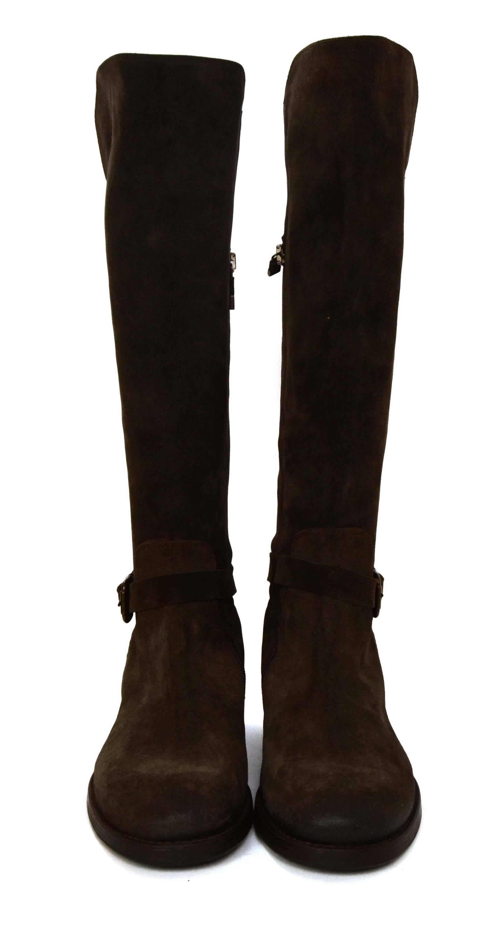 Alberto Fermani Brown Suede Knee-High Boots sz 40 In Excellent Condition In New York, NY