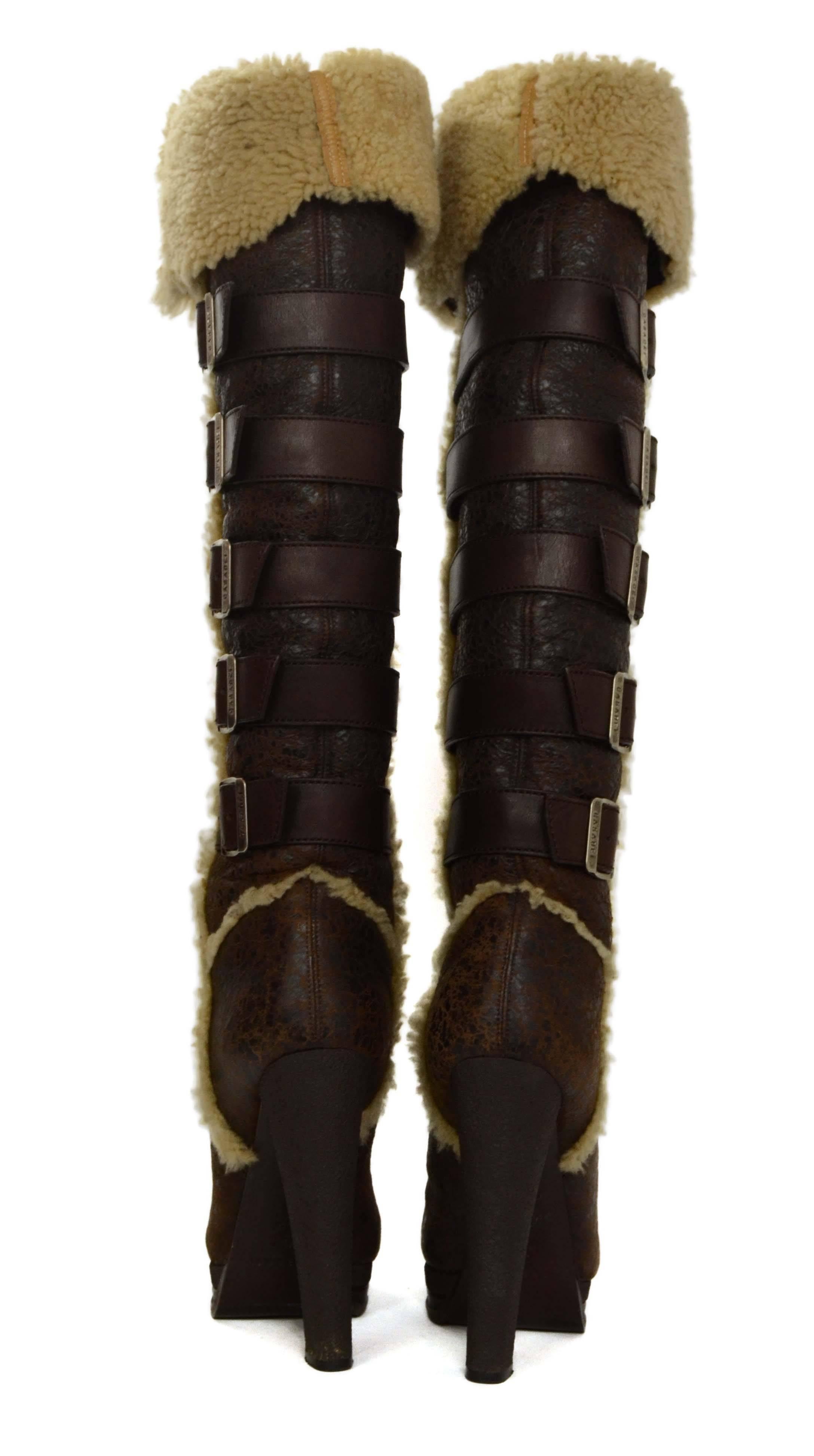 Casadei Brown Shearling Tall Boots sz 9 1