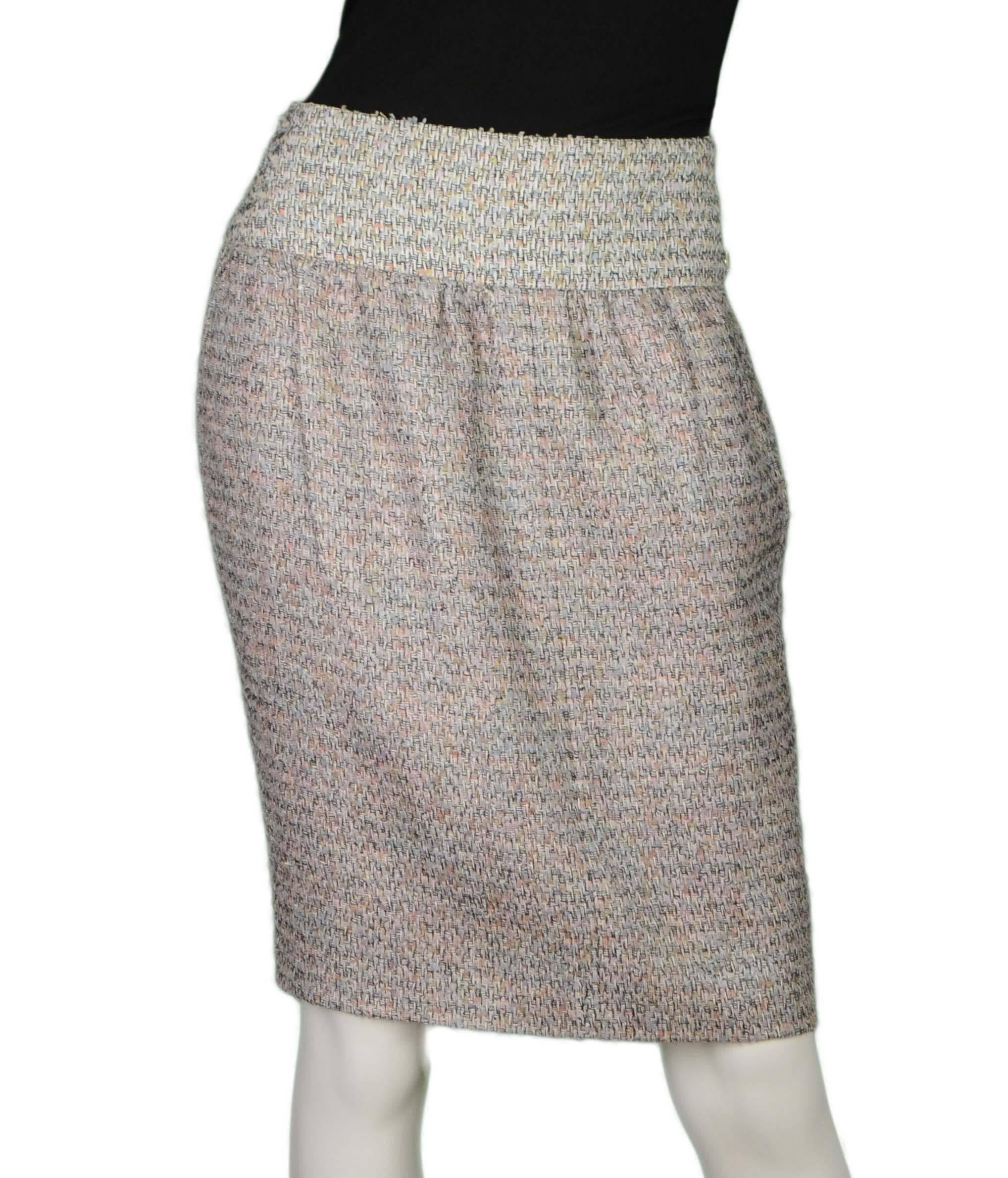 Chanel Multi-Colored Tweed Skirt Suit sz 48 In Excellent Condition In New York, NY