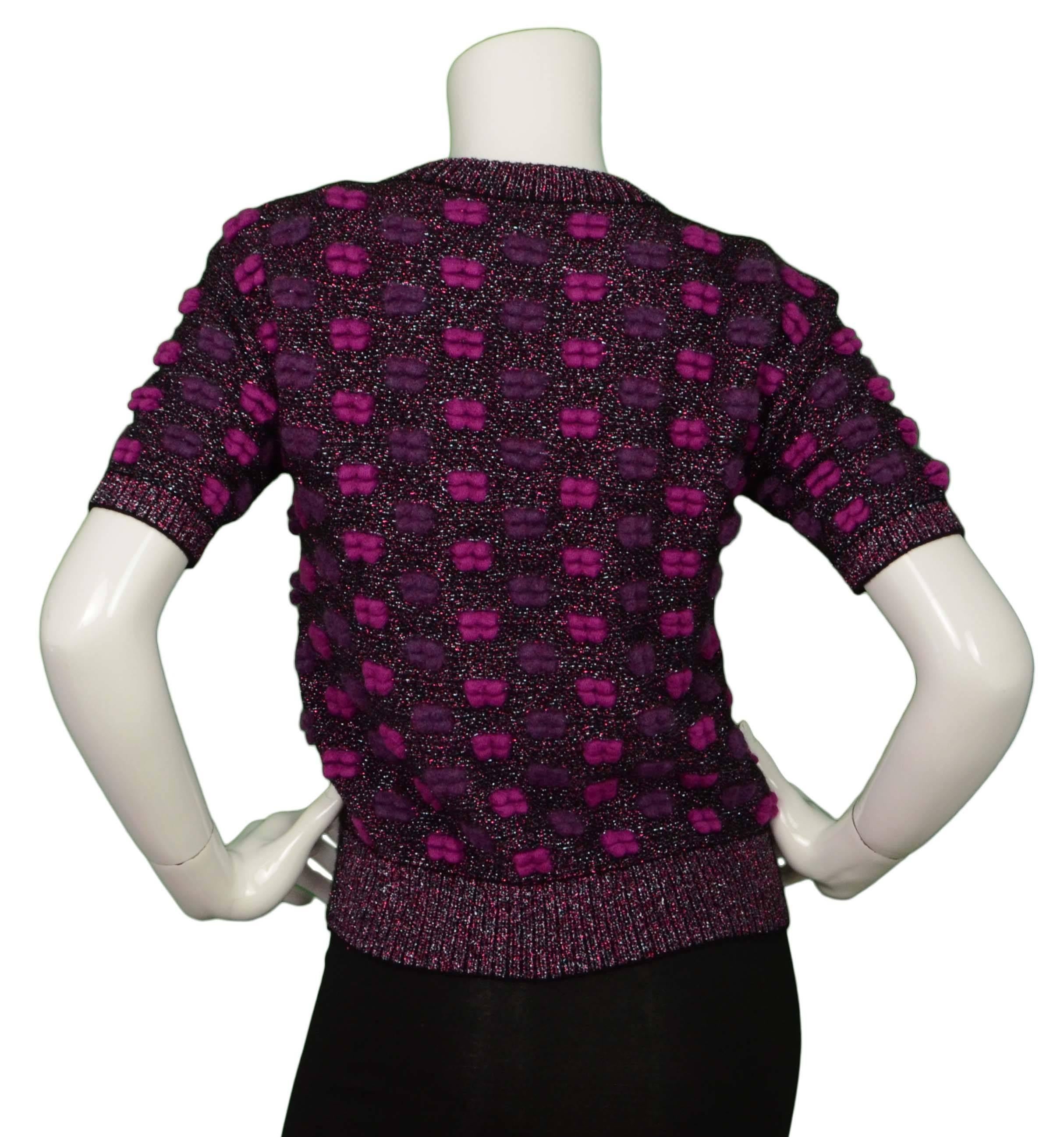 Chanel '15 Metallic Pink & Purple Knit Top sz 38 In Excellent Condition In New York, NY