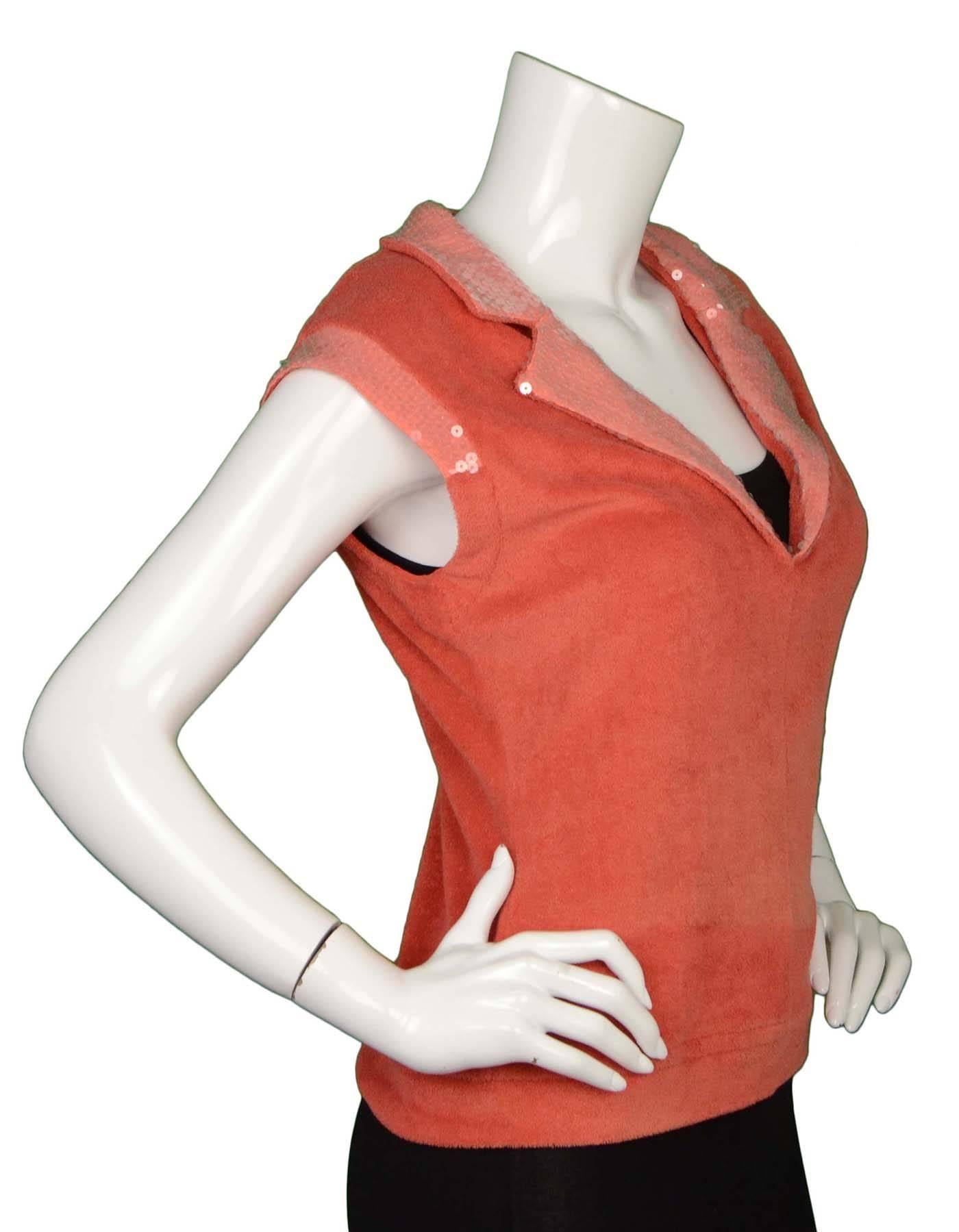 Orange Chanel Coral Terrycloth Sleeveless Top sz FR40