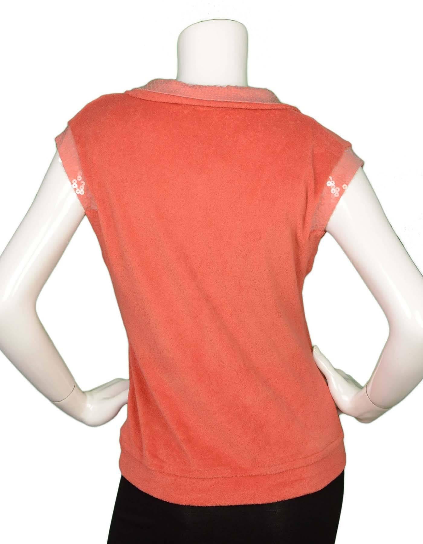 Chanel Coral Terrycloth Sleeveless Top sz FR40 In Excellent Condition In New York, NY