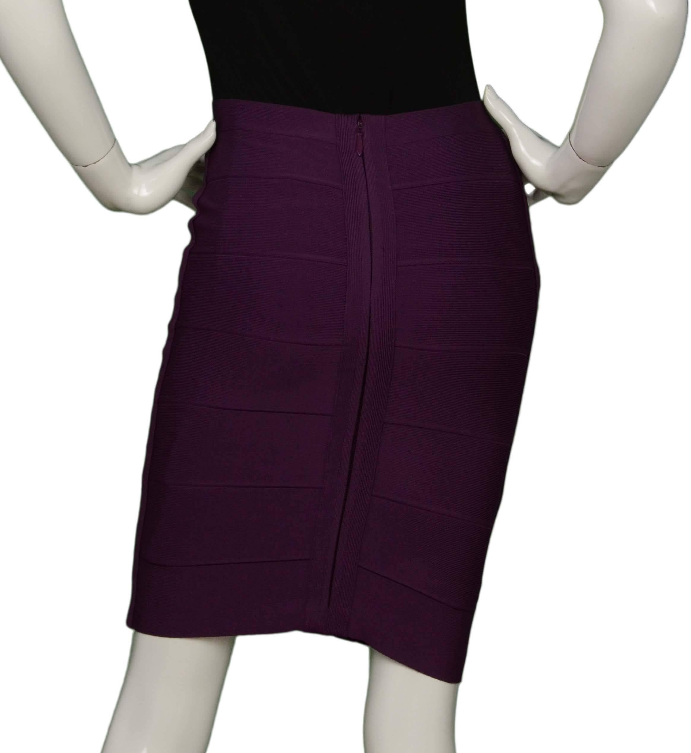 Herve Leger Purple Bandage Skirt sz XXS In Excellent Condition In New York, NY