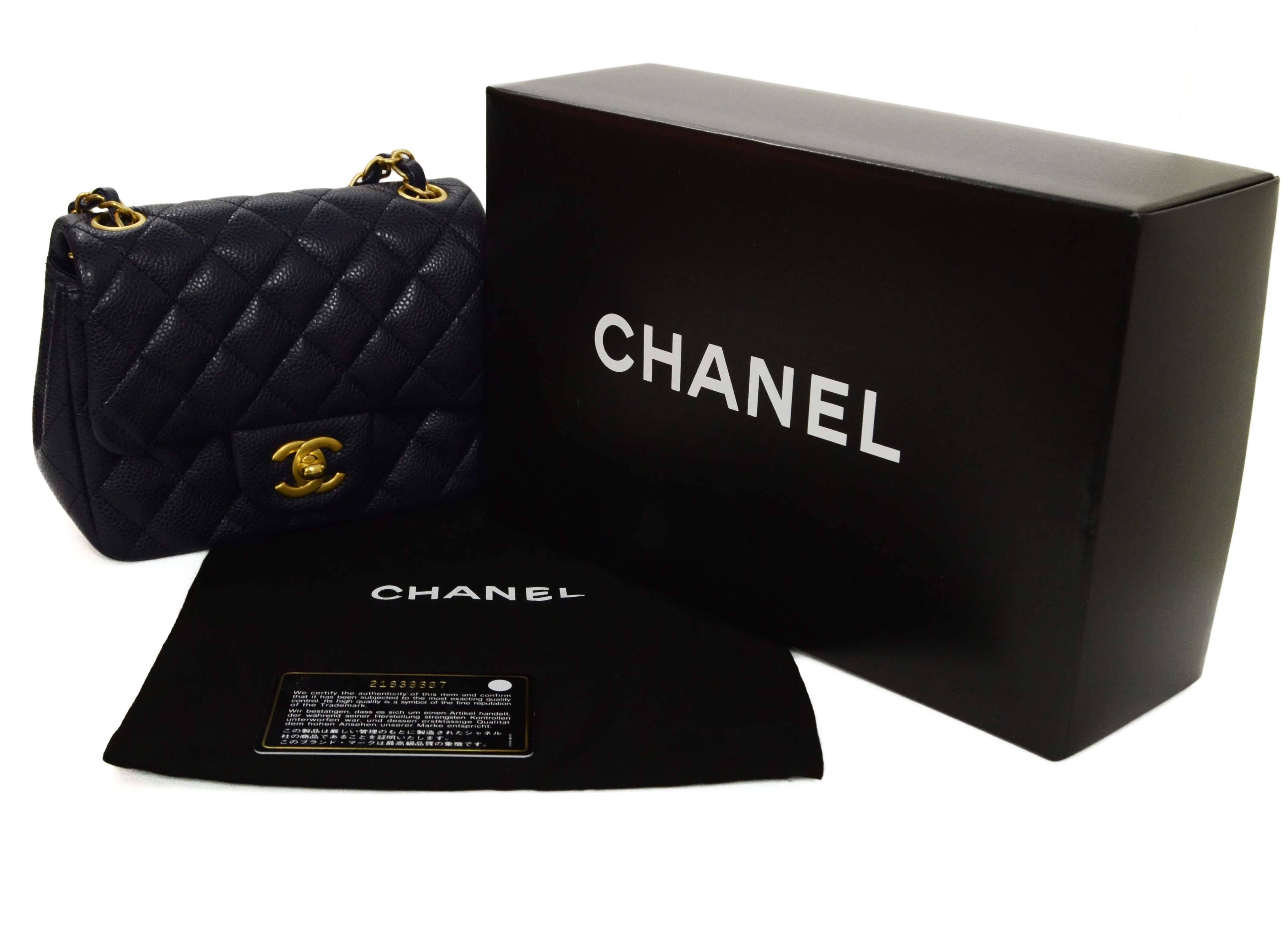 Chanel '16 Marineblau Gesteppte Kaviar Quadratische Mini Klappe Tasche GHW 5
