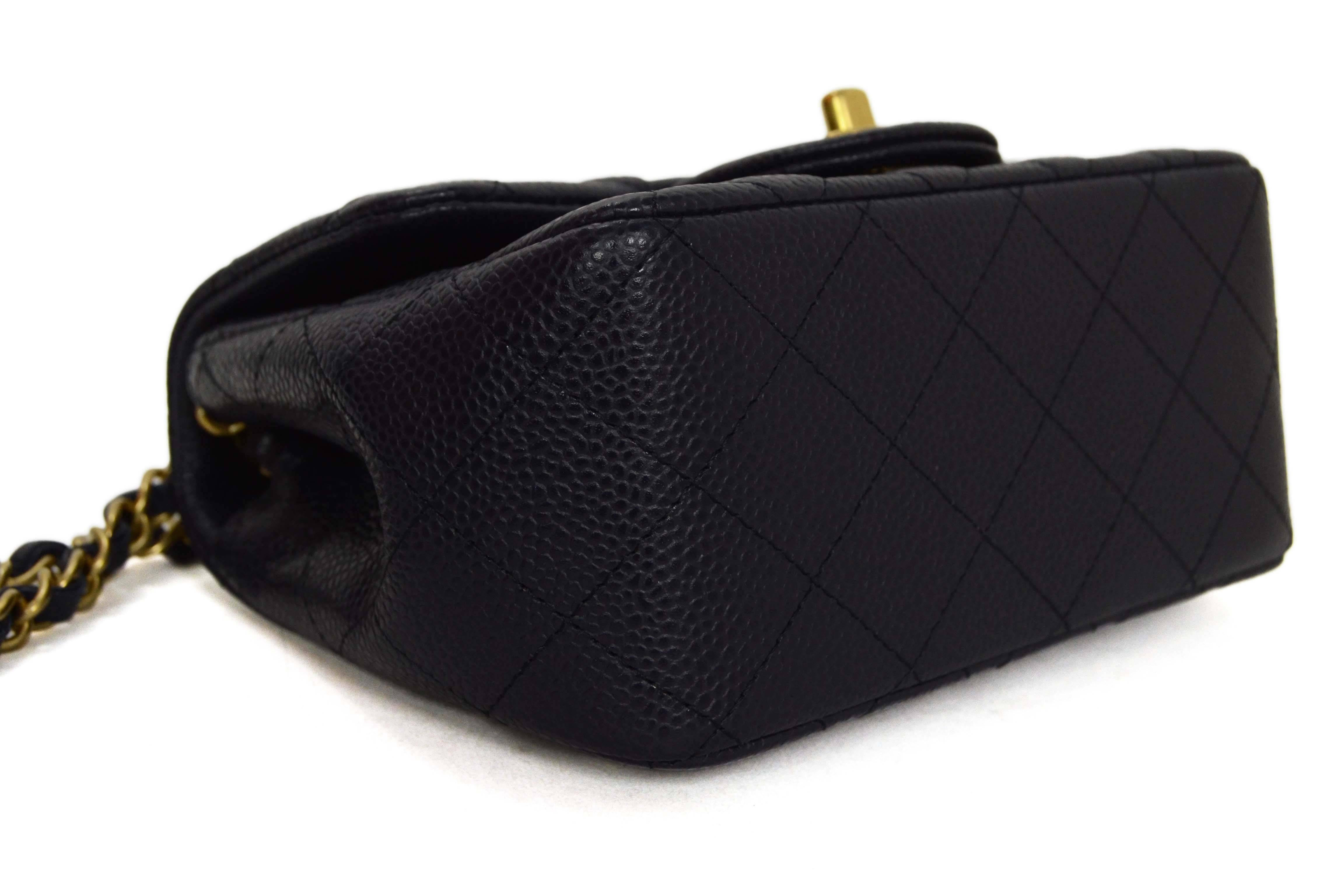 Chanel '16 Marineblau Gesteppte Kaviar Quadratische Mini Klappe Tasche GHW Damen