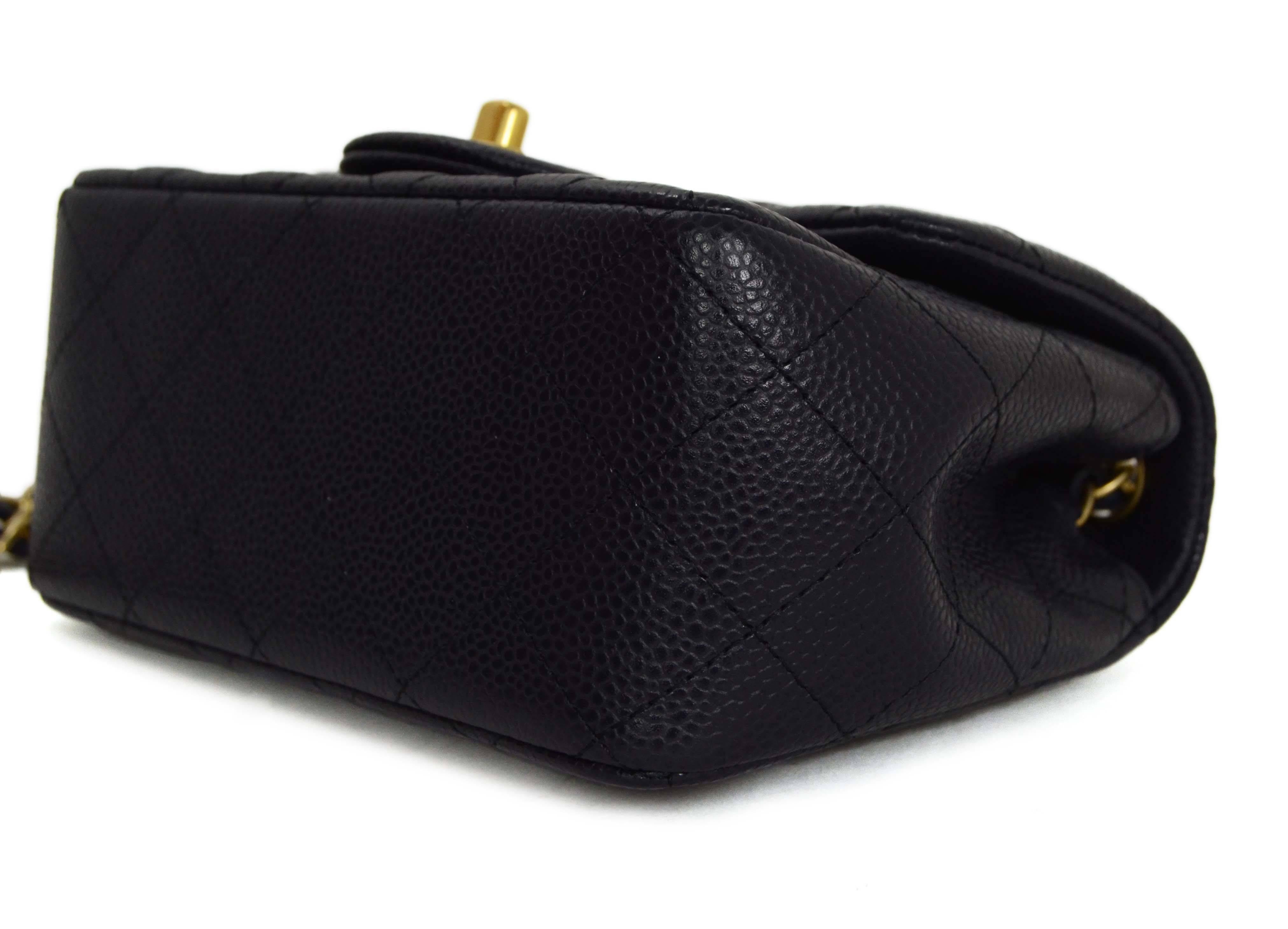 Chanel '16 Marineblau Gesteppte Kaviar Quadratische Mini Klappe Tasche GHW 1