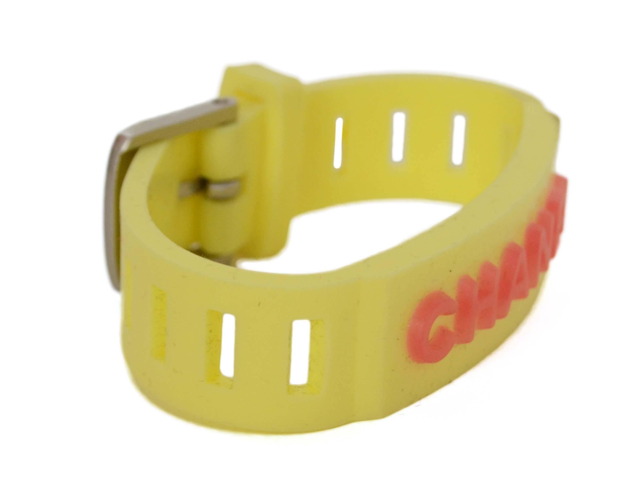 Chanel Vintage '99 Yellow Rubber Watch Band Bracelet 
Features 