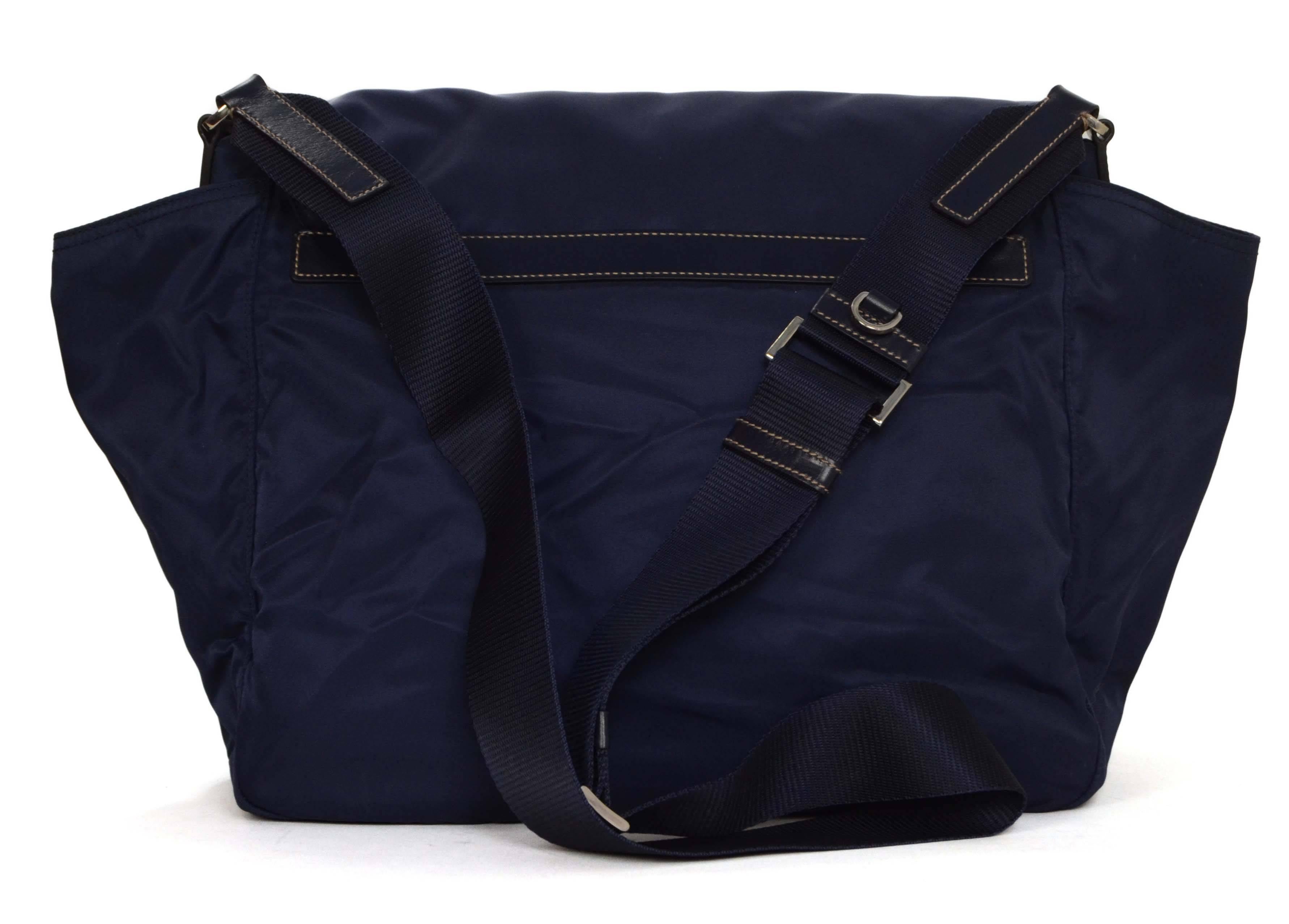 Prada Navy Blue Nylon Crossbody Bag SHW  In Excellent Condition In New York, NY