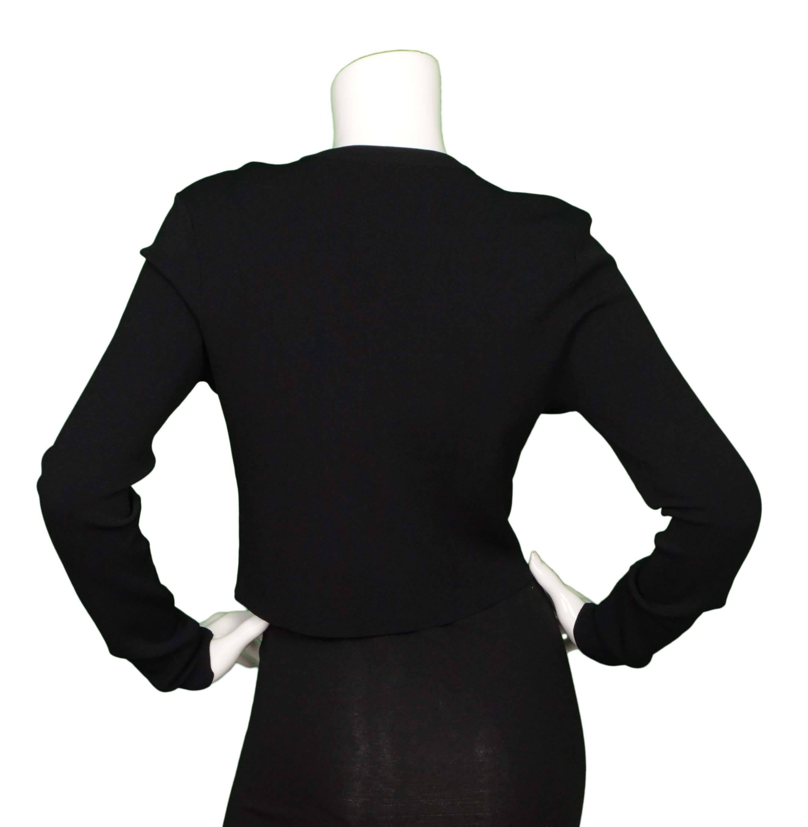 Proenza Schouler Black Long Sleeve Crop Top sz L In Excellent Condition In New York, NY