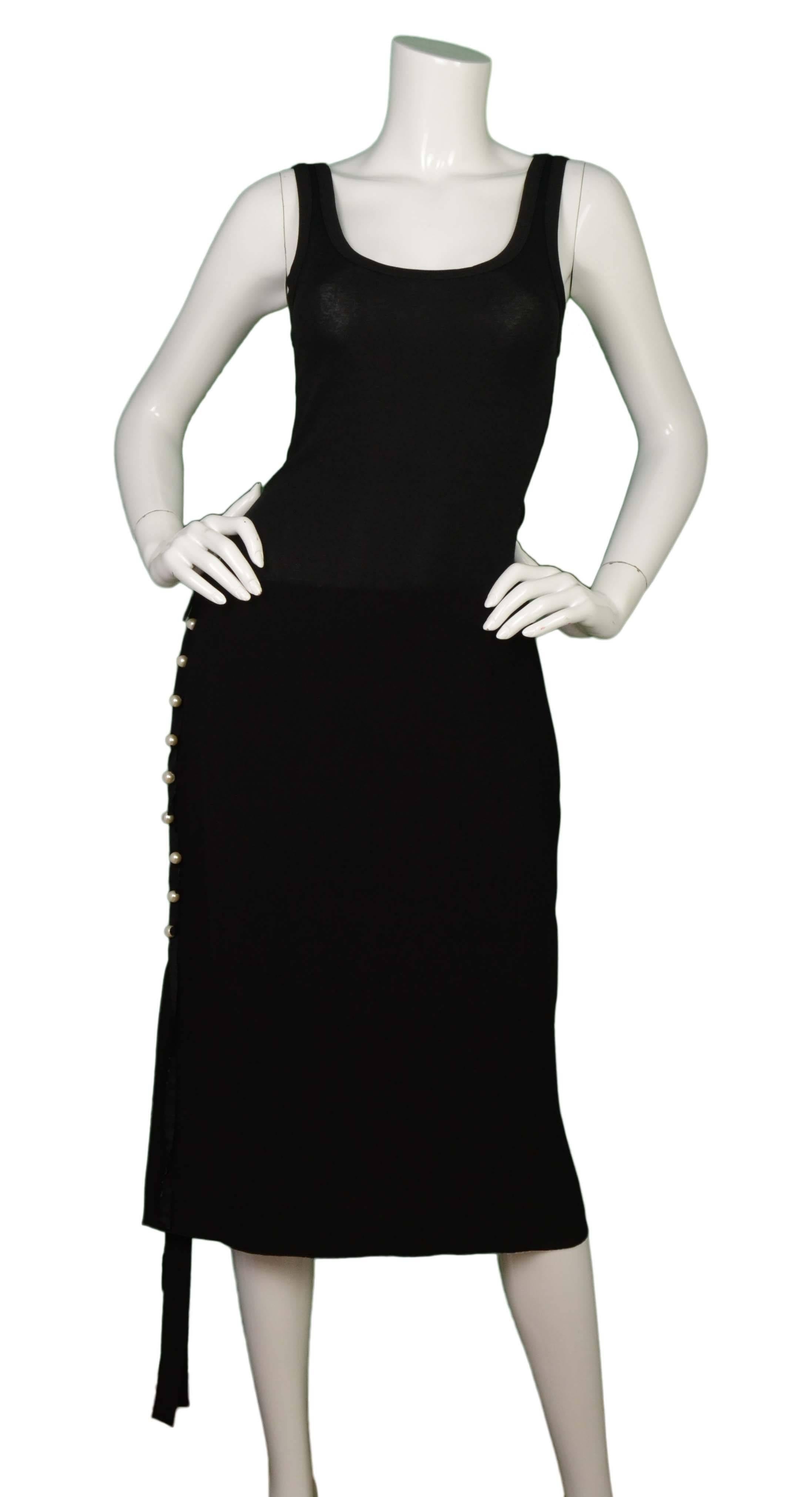 Lanvin 2015 Black Crepe Skirt w/ Faux Pearl Side Detail sz 40 rt. $2, 045 1