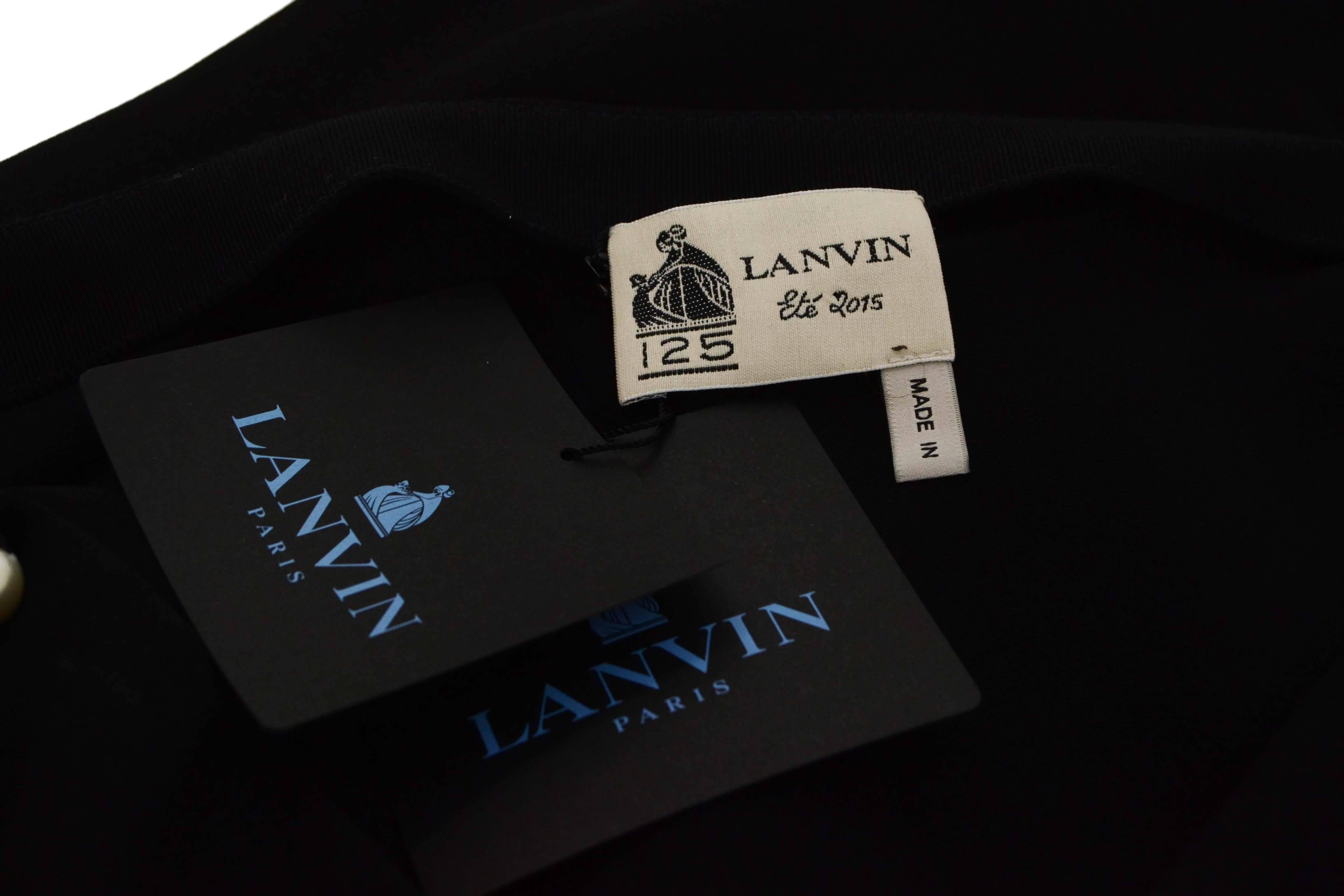 Women's Lanvin 2015 Black Crepe Skirt w/ Faux Pearl Side Detail sz 40 rt. $2, 045