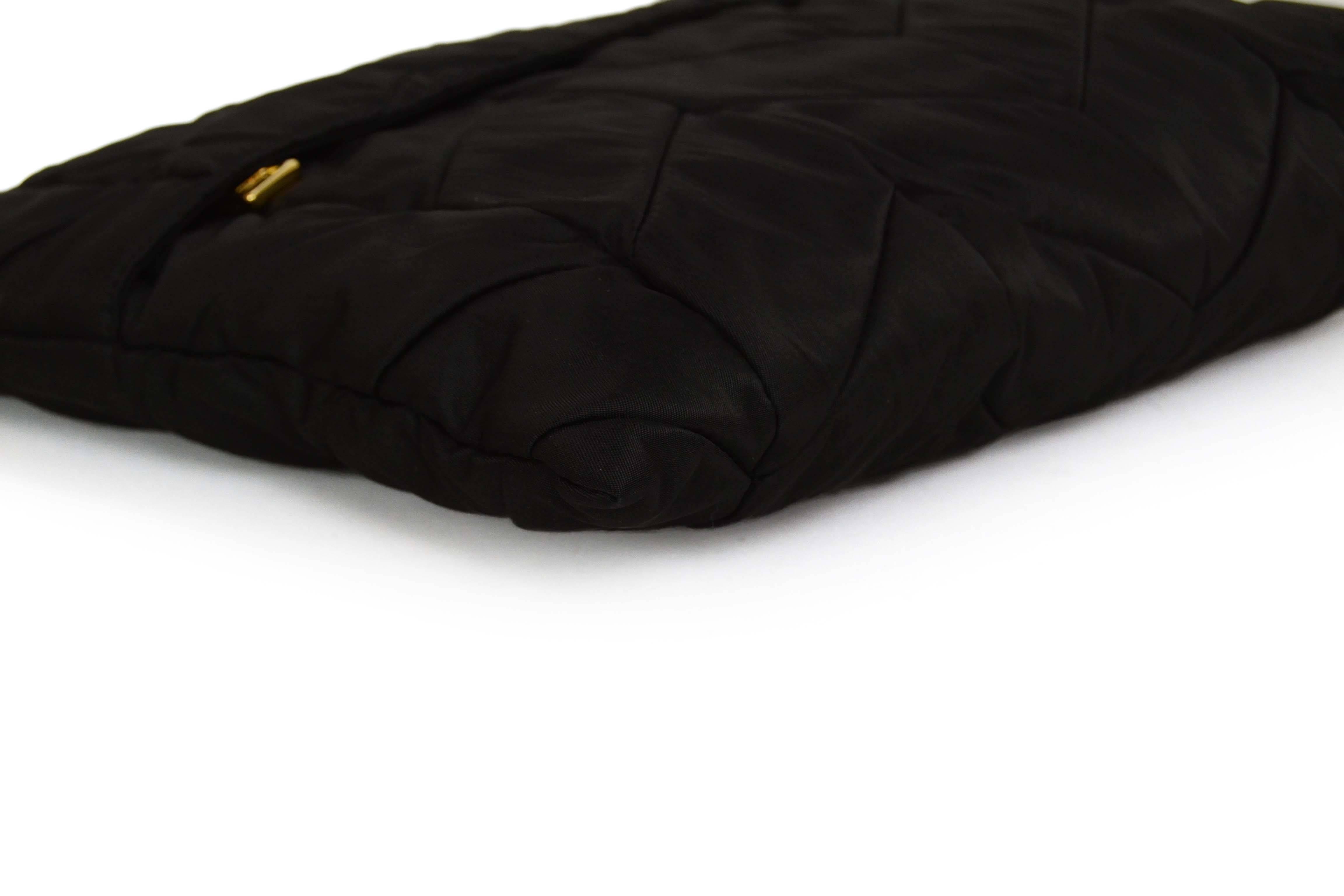Prada Black Quilted Nylon XL Clutch Bag GHW 1
