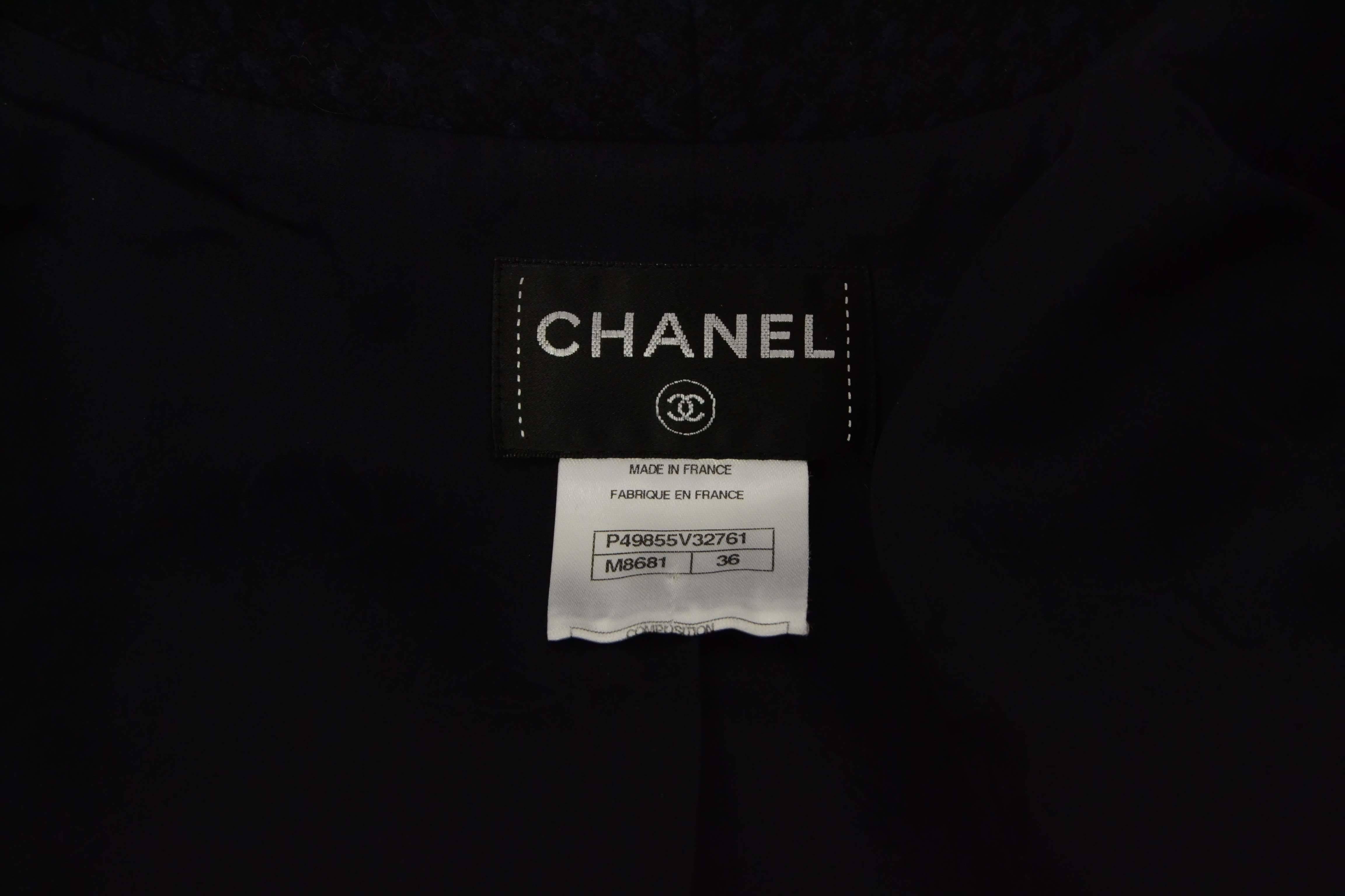 Women's Chanel Black & Navy Wool Pea Coat sz 36