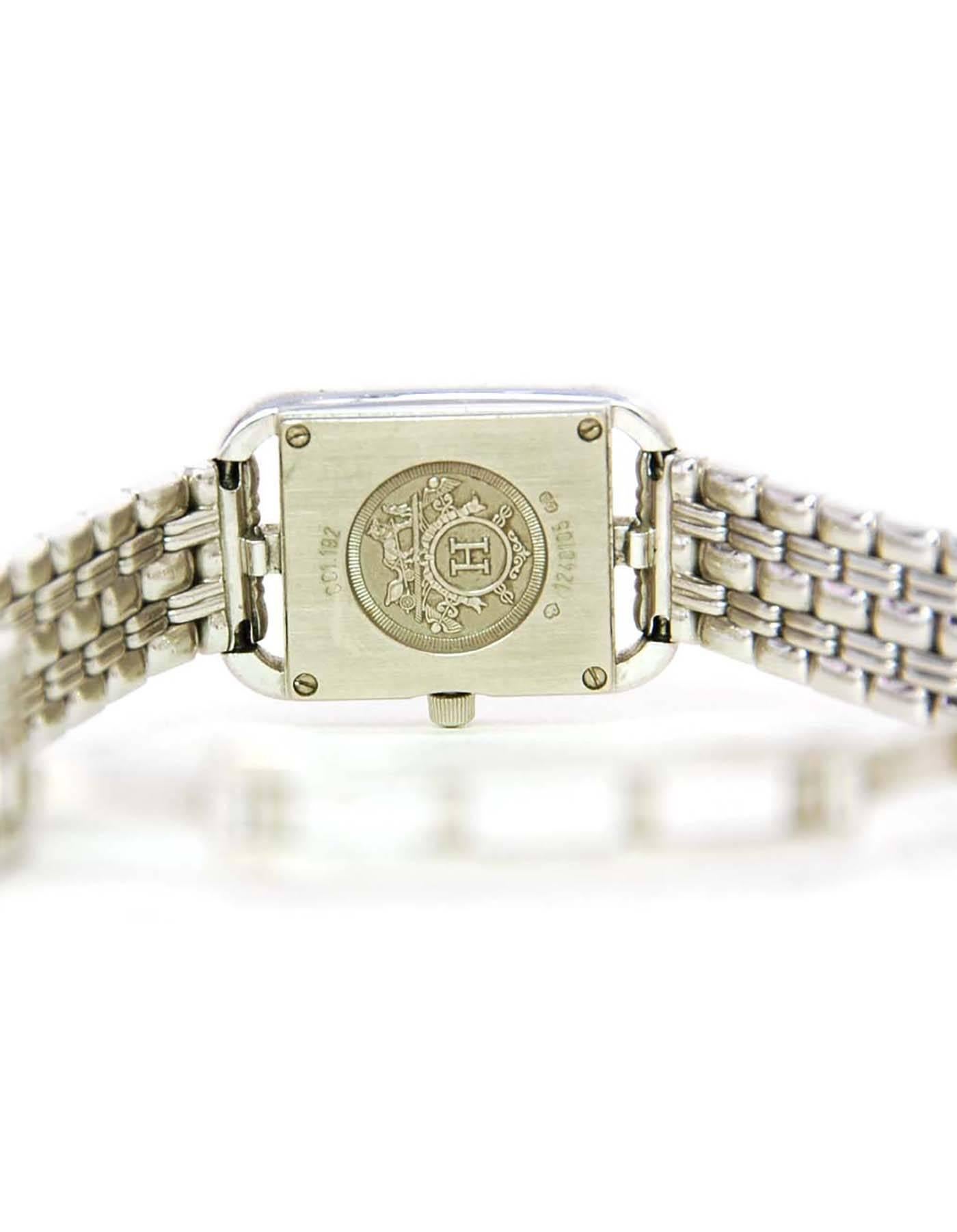 Hermes Lady's 18k White Gold & Diamond Cape Cod PM Wristwatch In Excellent Condition In New York, NY