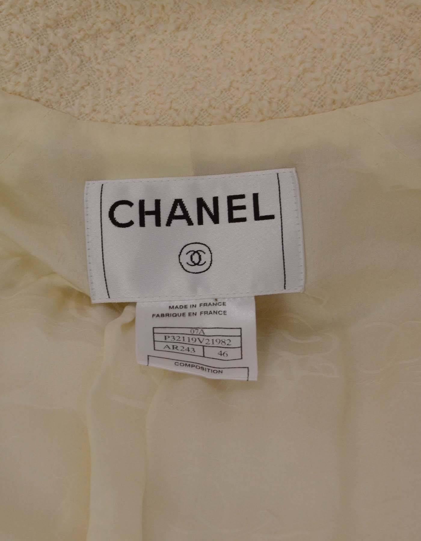 Chanel '07 Runway Cream Wool Skirt Suit sz FR46 3