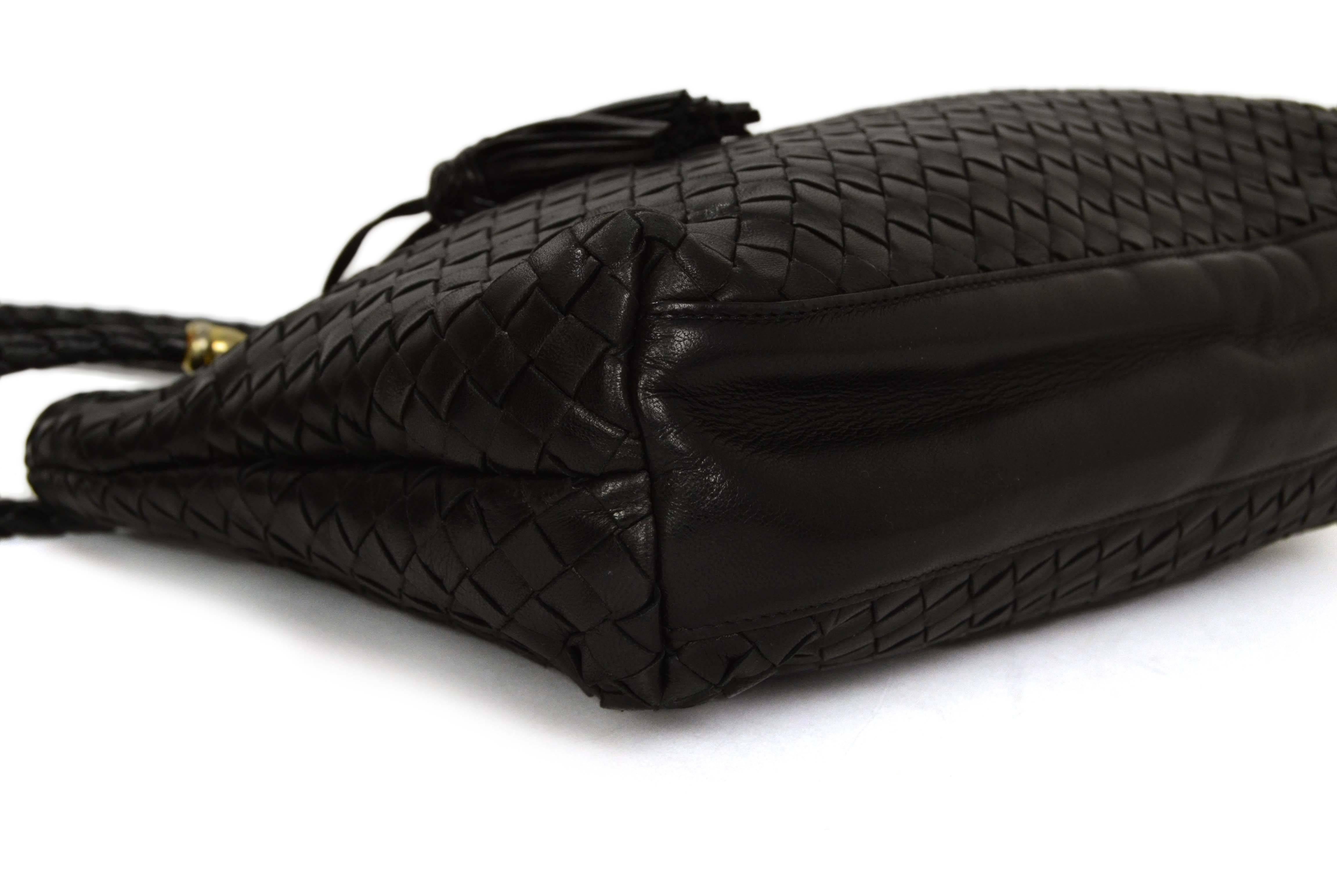 Women's Bottega Veneta Black Woven Leather Bag GHW