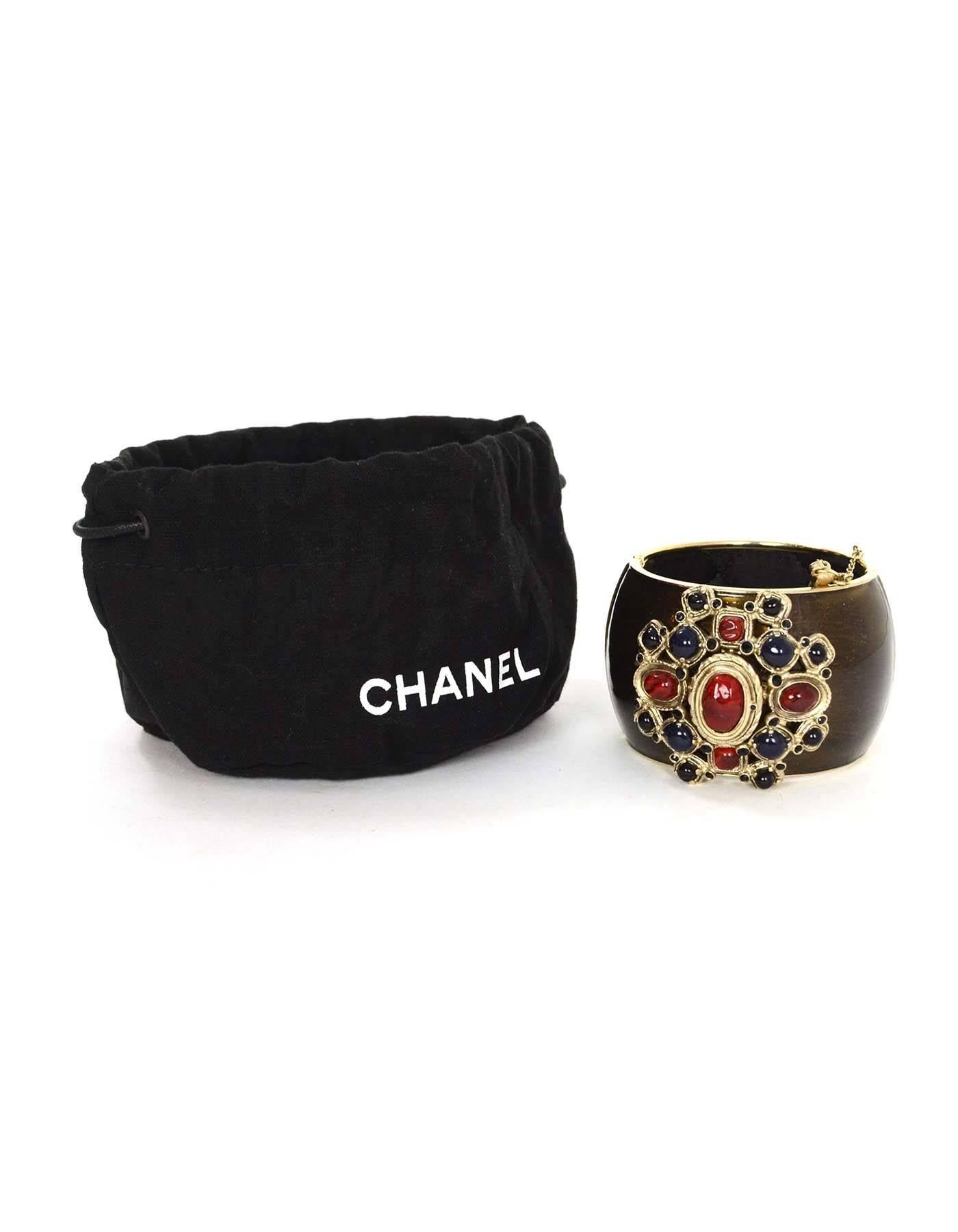 Chanel '10 Resort Runway Bronze, Blue & Red Cuff Bracelet 2