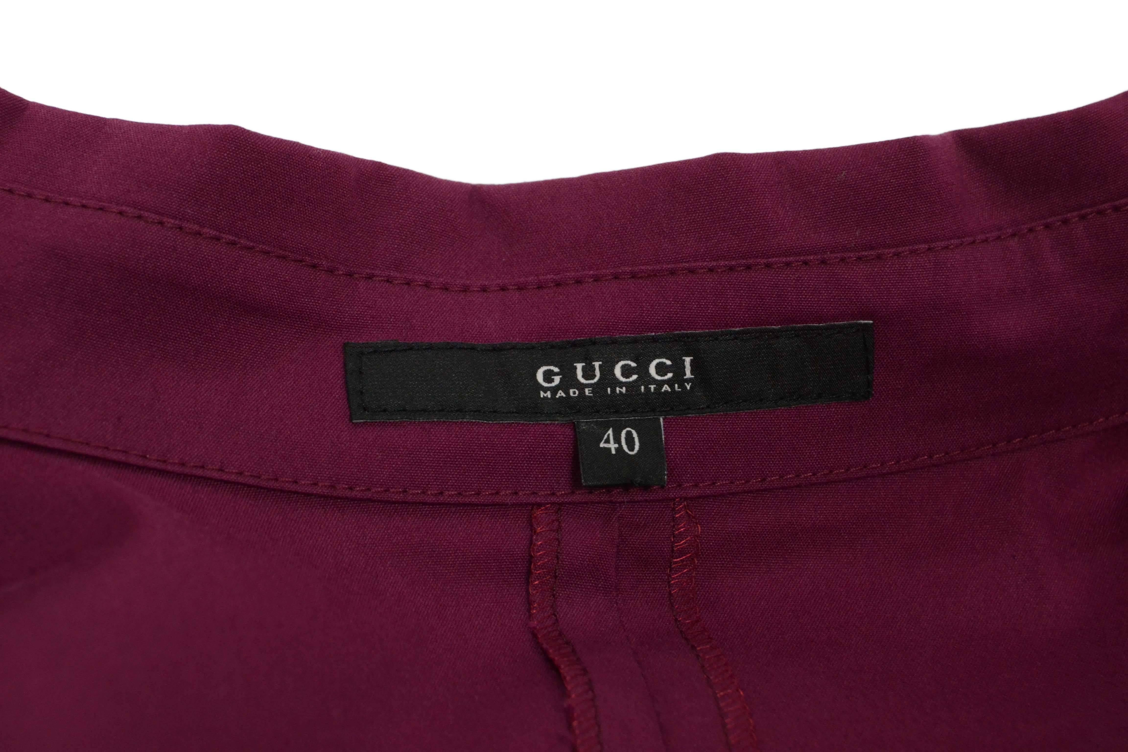 Women's Gucci Eggplant Short Sleeve Shirt Dress sz 40