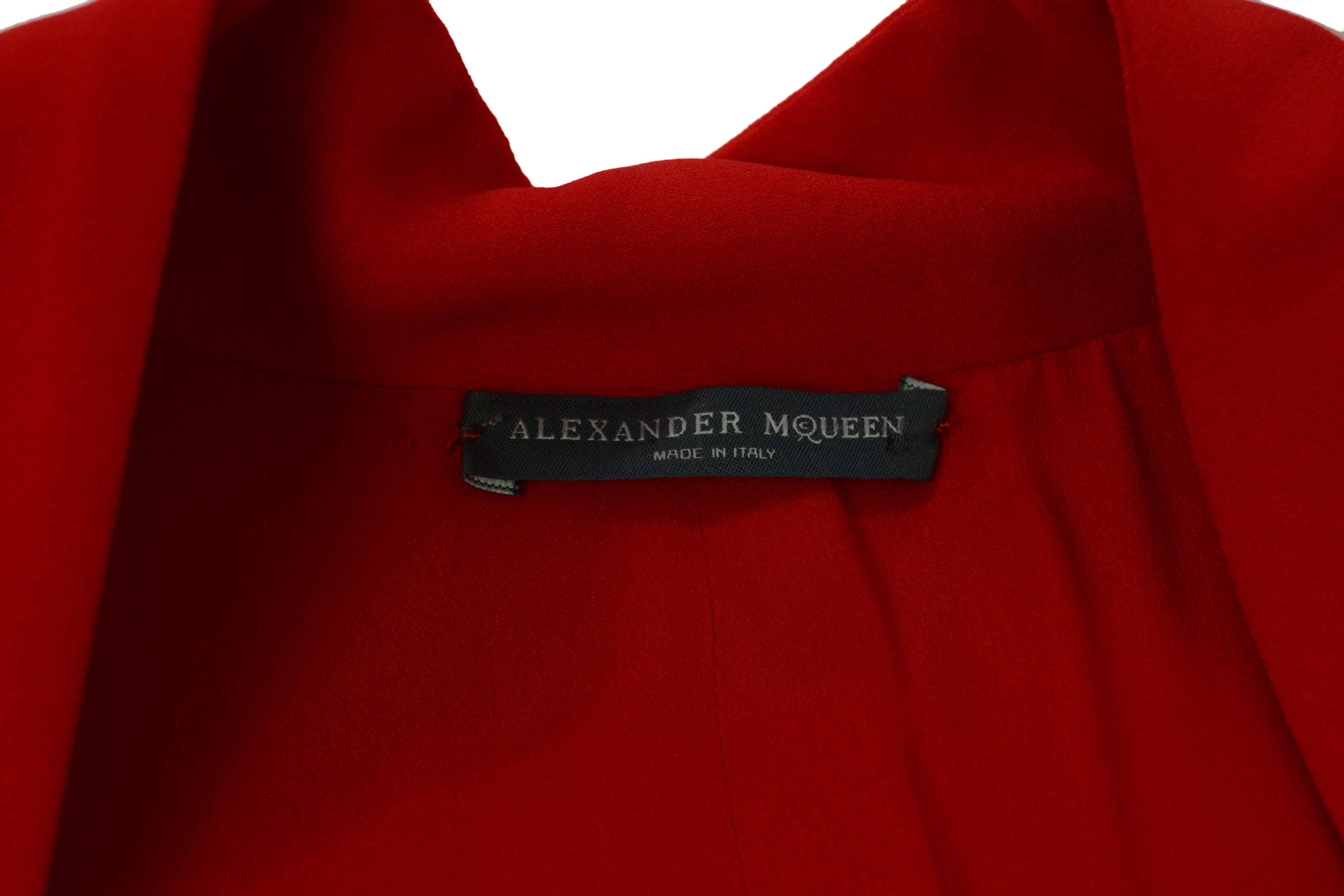 Women's Alexander McQueen Red Cap Sleeve Dress sz 42