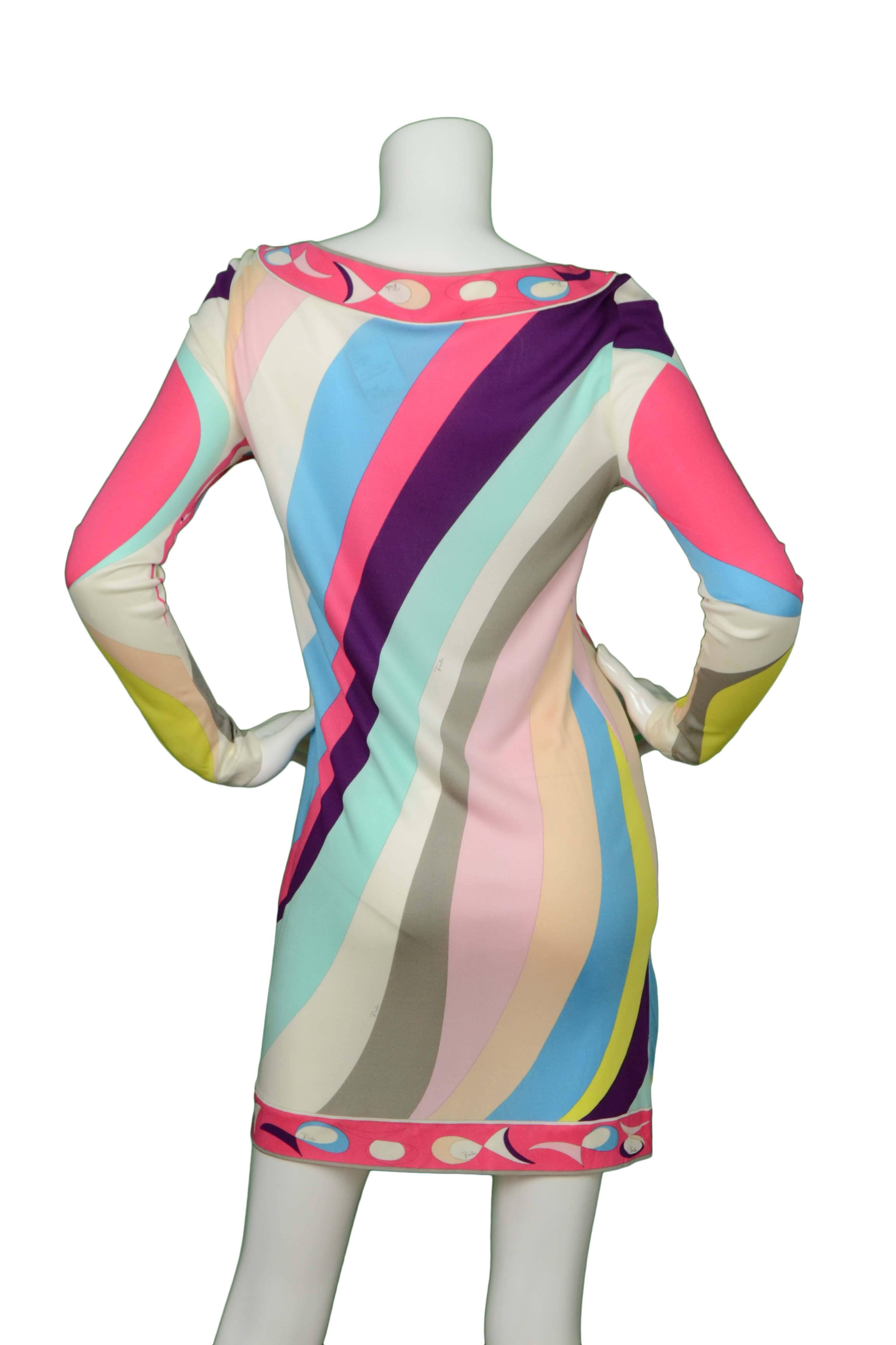 Emilio Pucci Multi-Colored Geometric Shift Dress sz 6 In Excellent Condition In New York, NY