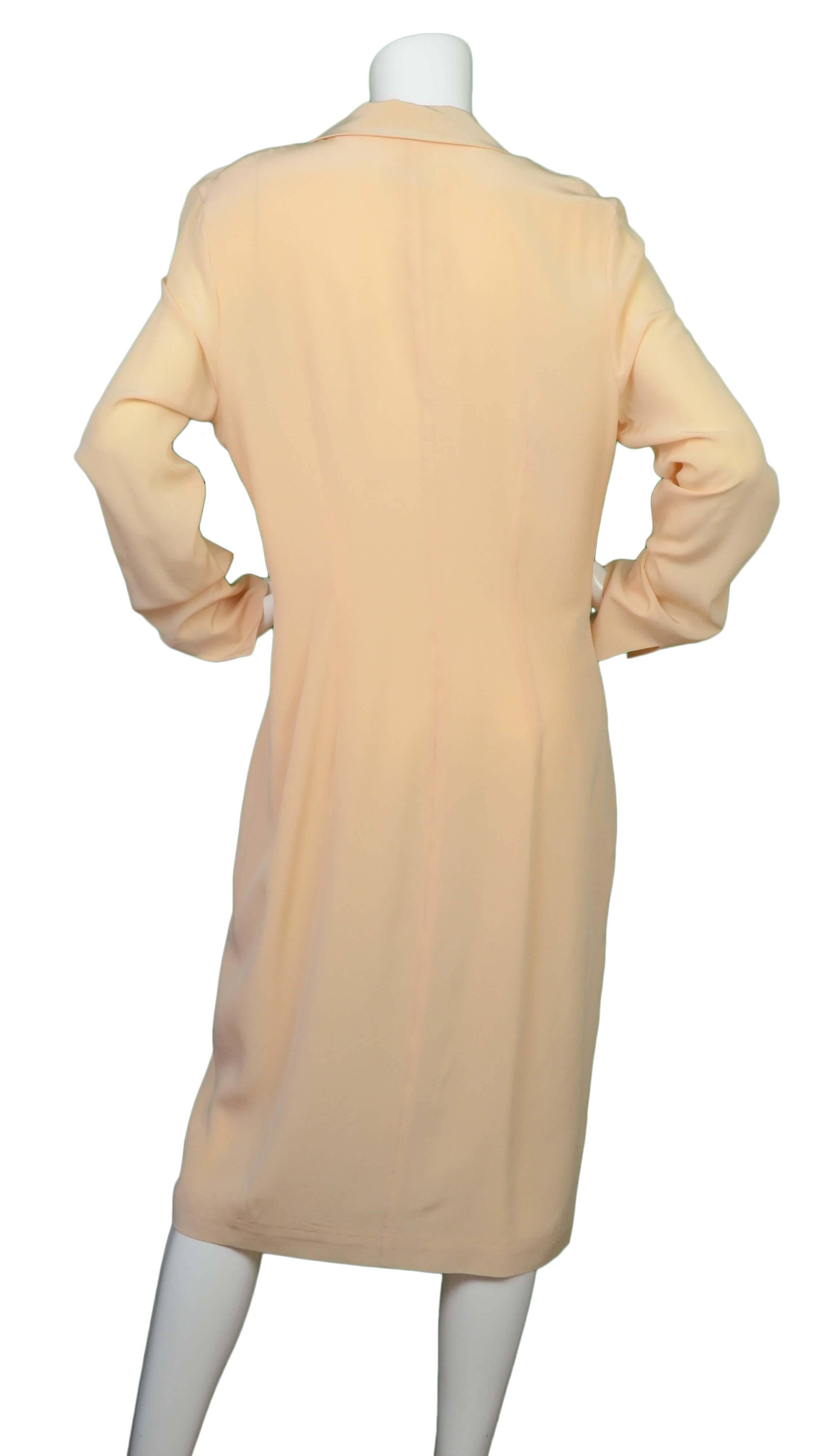 Maison Martin Margiela Peach Crepe de Chine Dress/Coat sz 46 In Excellent Condition In New York, NY