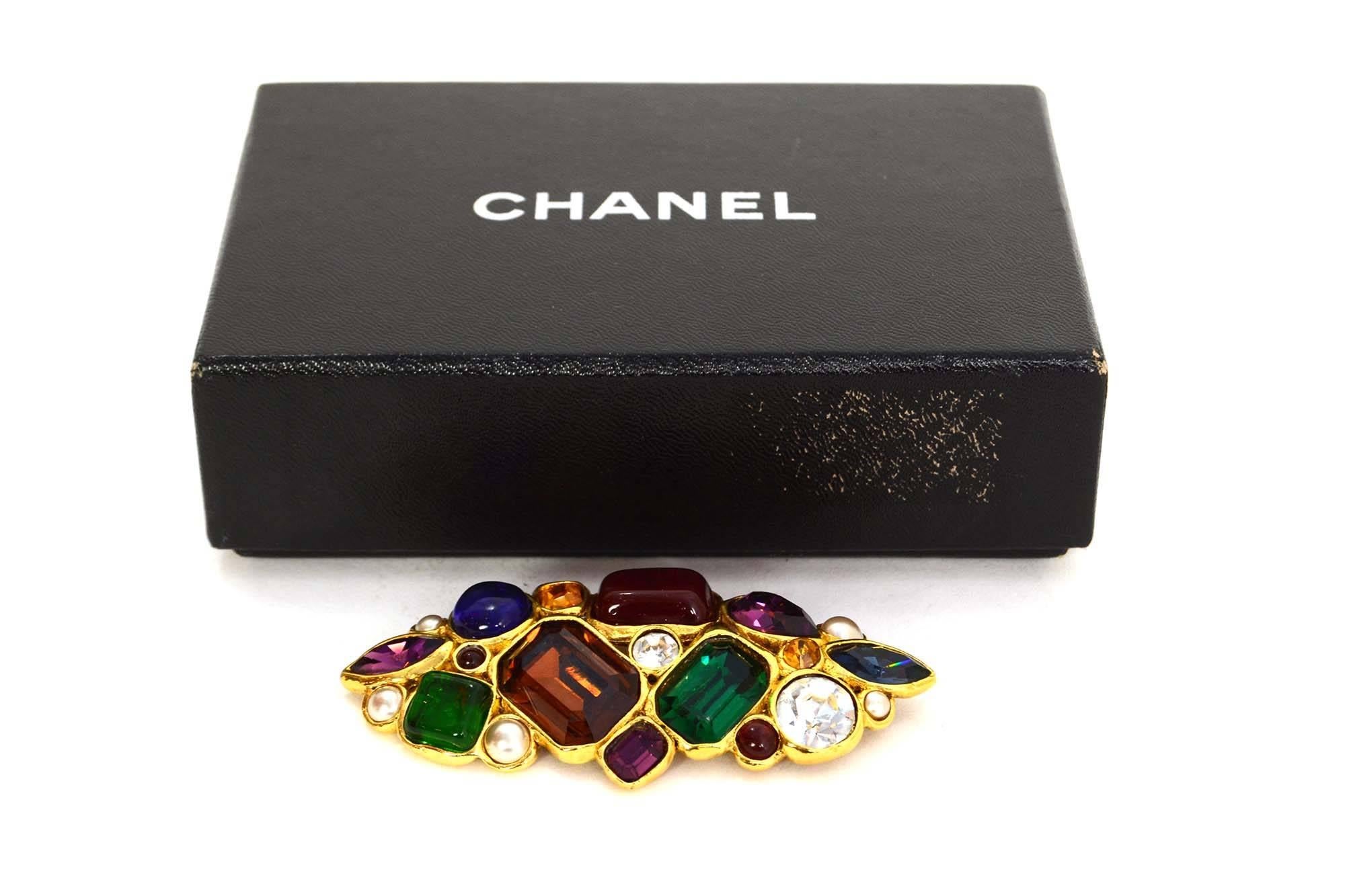 Women's Chanel Vintage '87 Multi-Colored Gripoix & Rhinestone Brooch