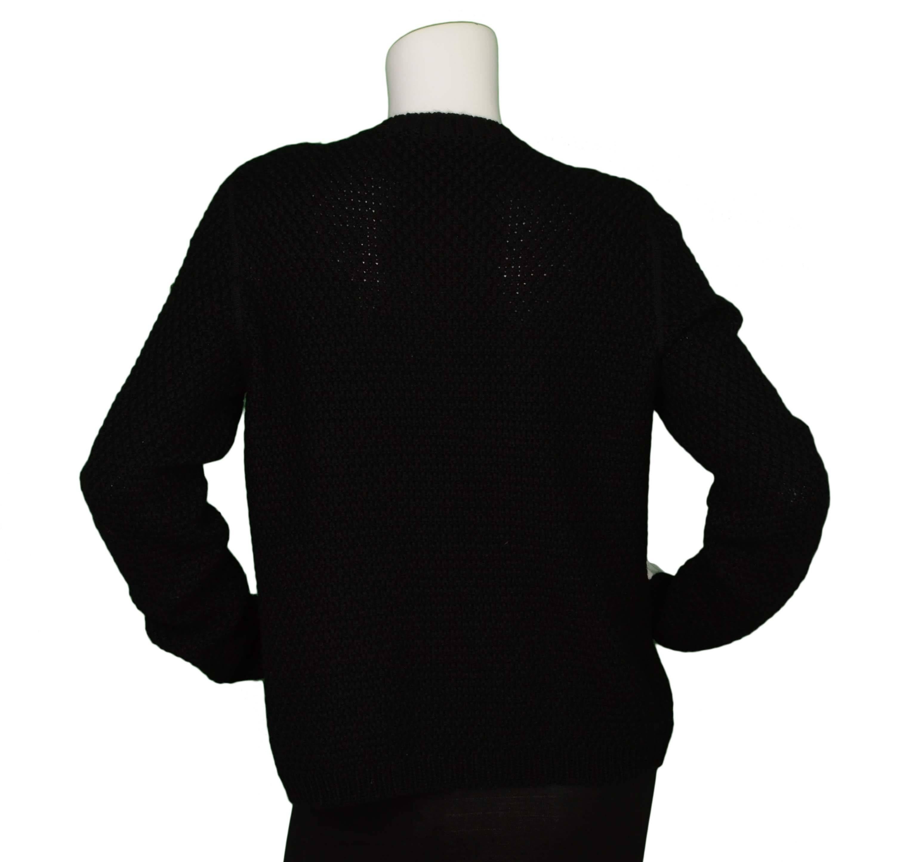 Lanvin Black Knit Wool Cardigan Sweater sz L In Excellent Condition In New York, NY