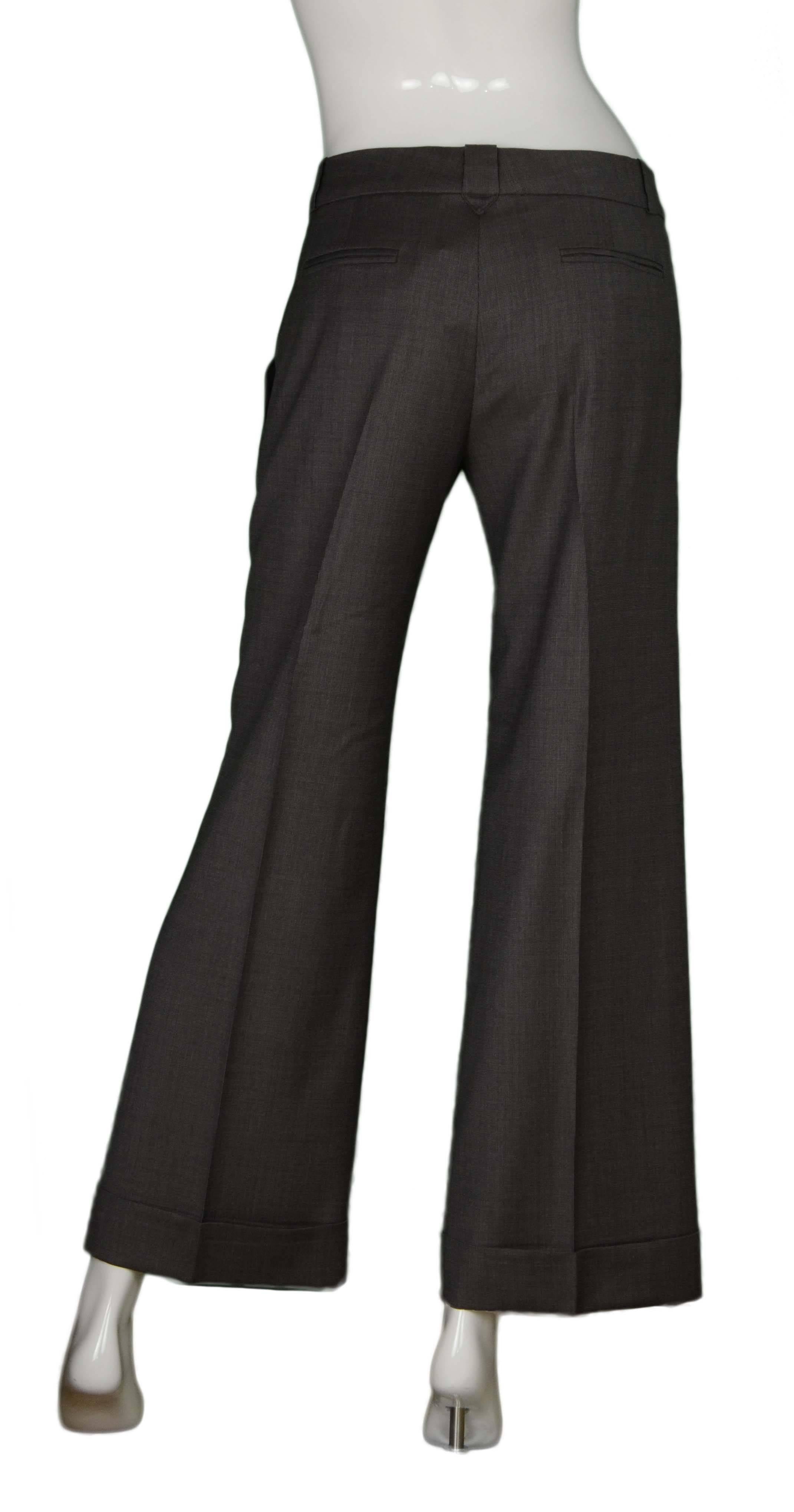 Chloe Grey Wool Wide Leg Pants sz 40 In Excellent Condition In New York, NY