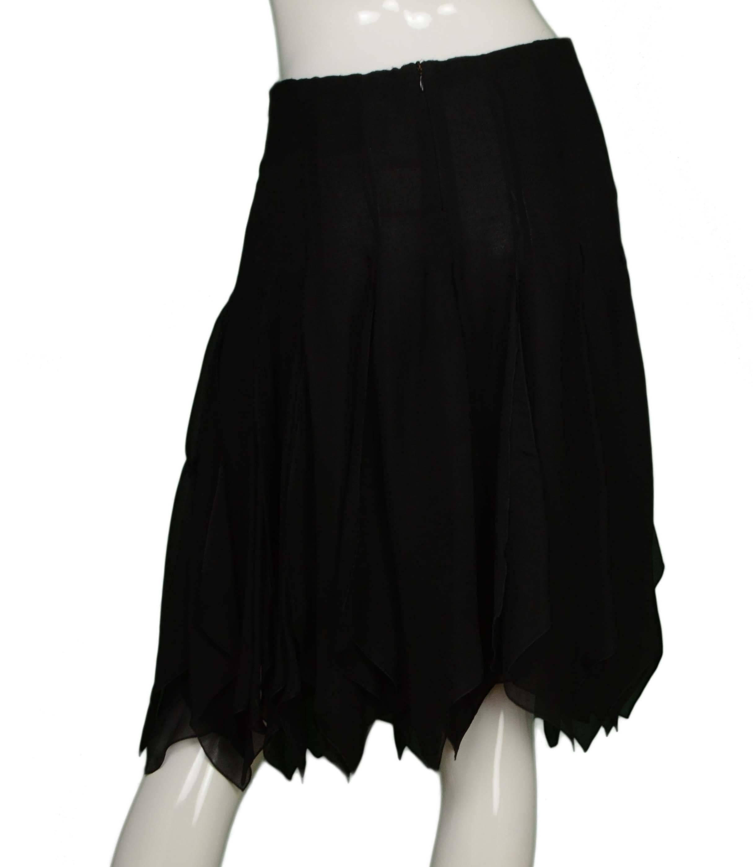 Chanel Black Silk Pleated Carwash Skirt sz 42 In Excellent Condition In New York, NY