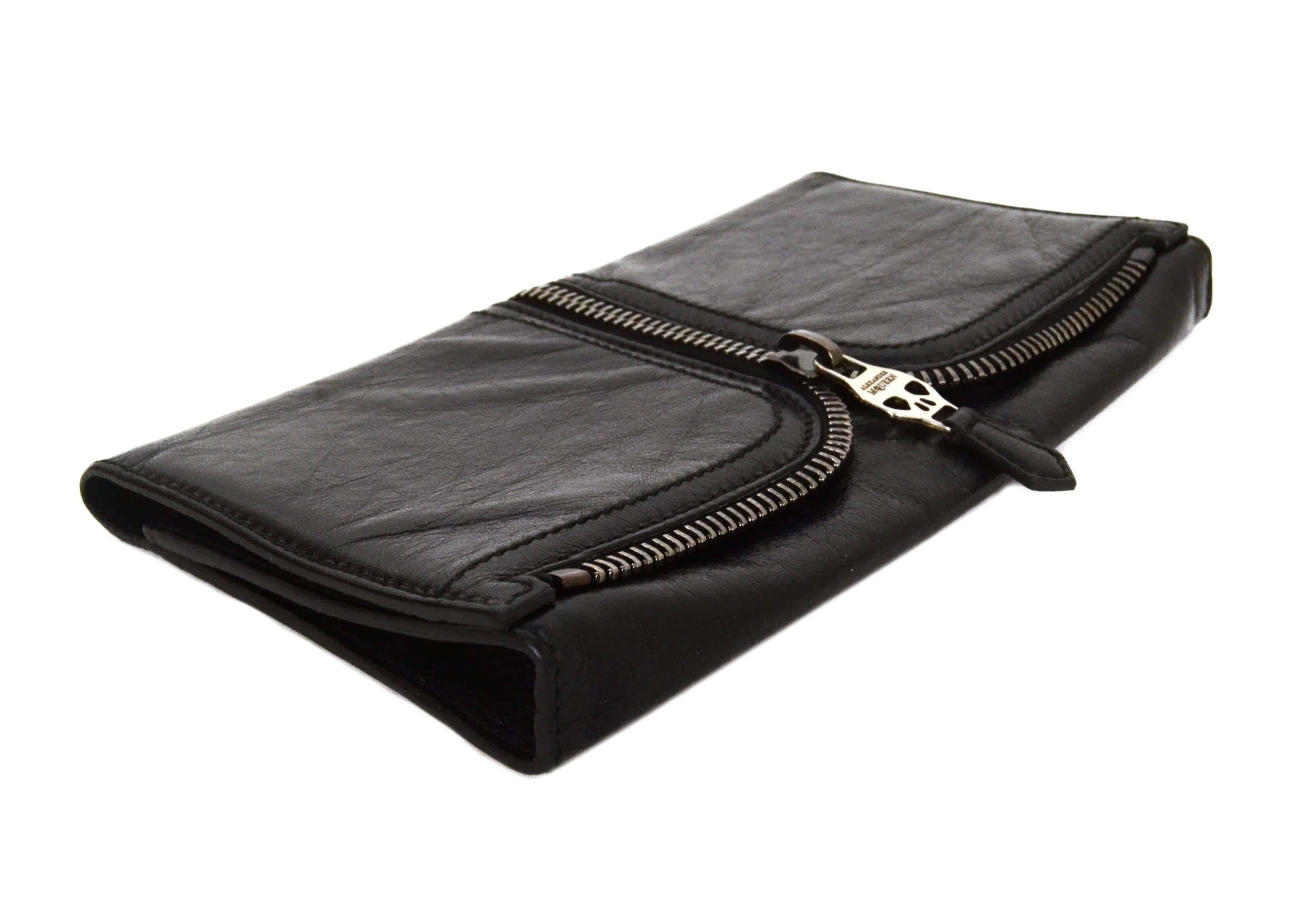 Women's Alexander McQueen Black Distressed Leather Clutch Bag RHW