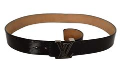 Louis Vuitton Black Epi 40mm Initiales Belt sz 95