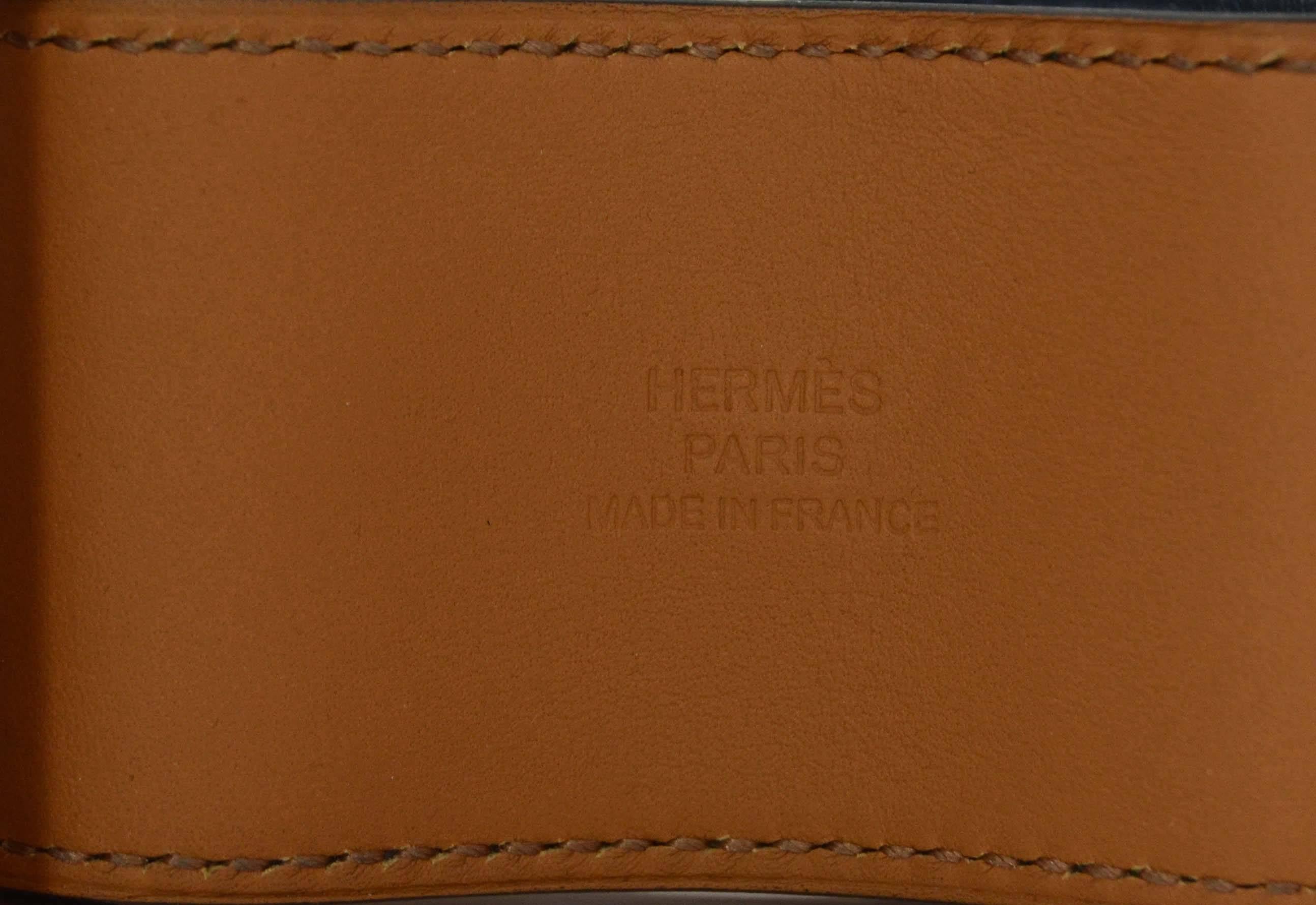 Hermes '15 Mallard Blue Leather Collier De Chien CDC Cuff sz S GHW 1