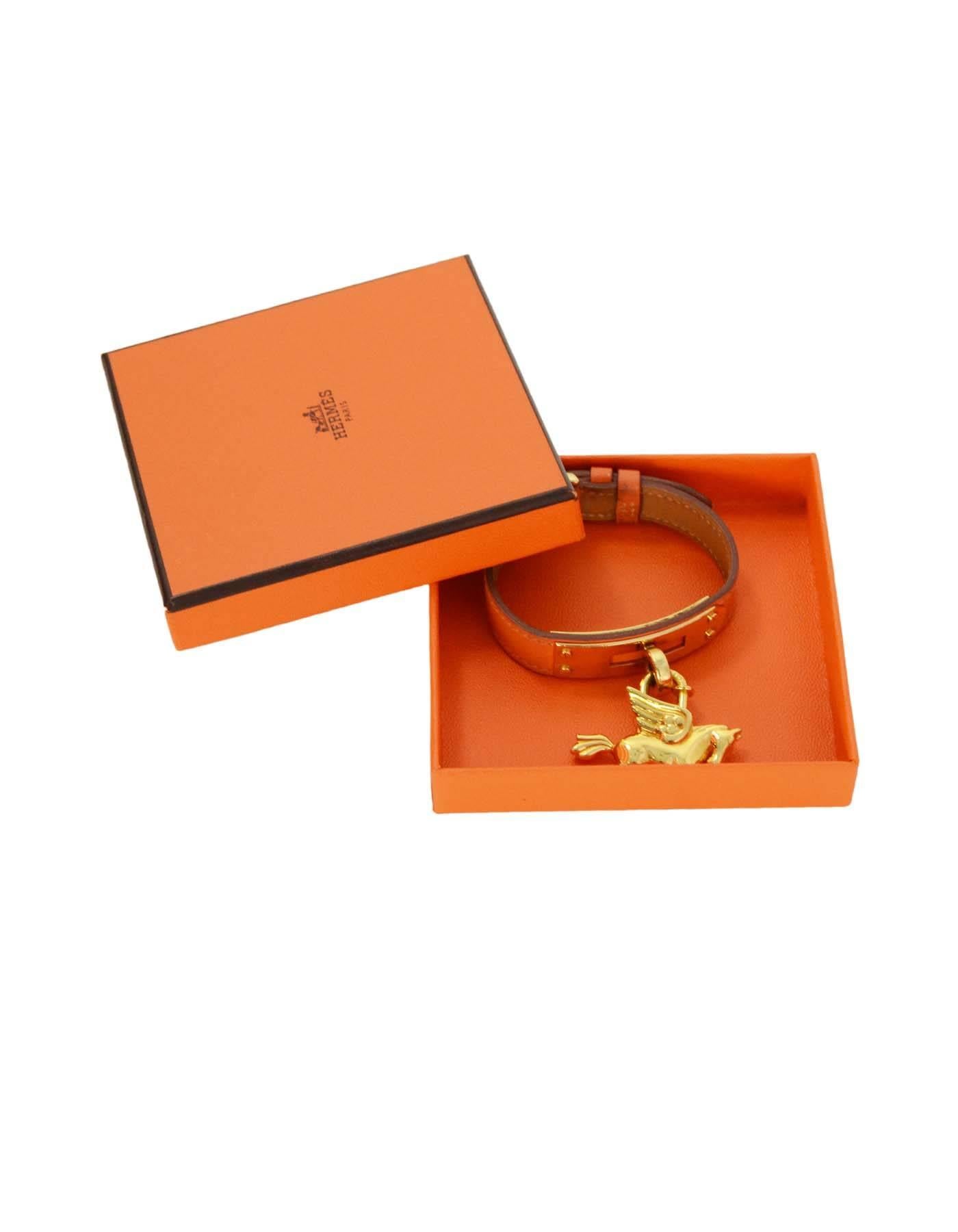 Women's Hermes Vintage '99 Orange & Gold Pegasus Cadena Bracelet