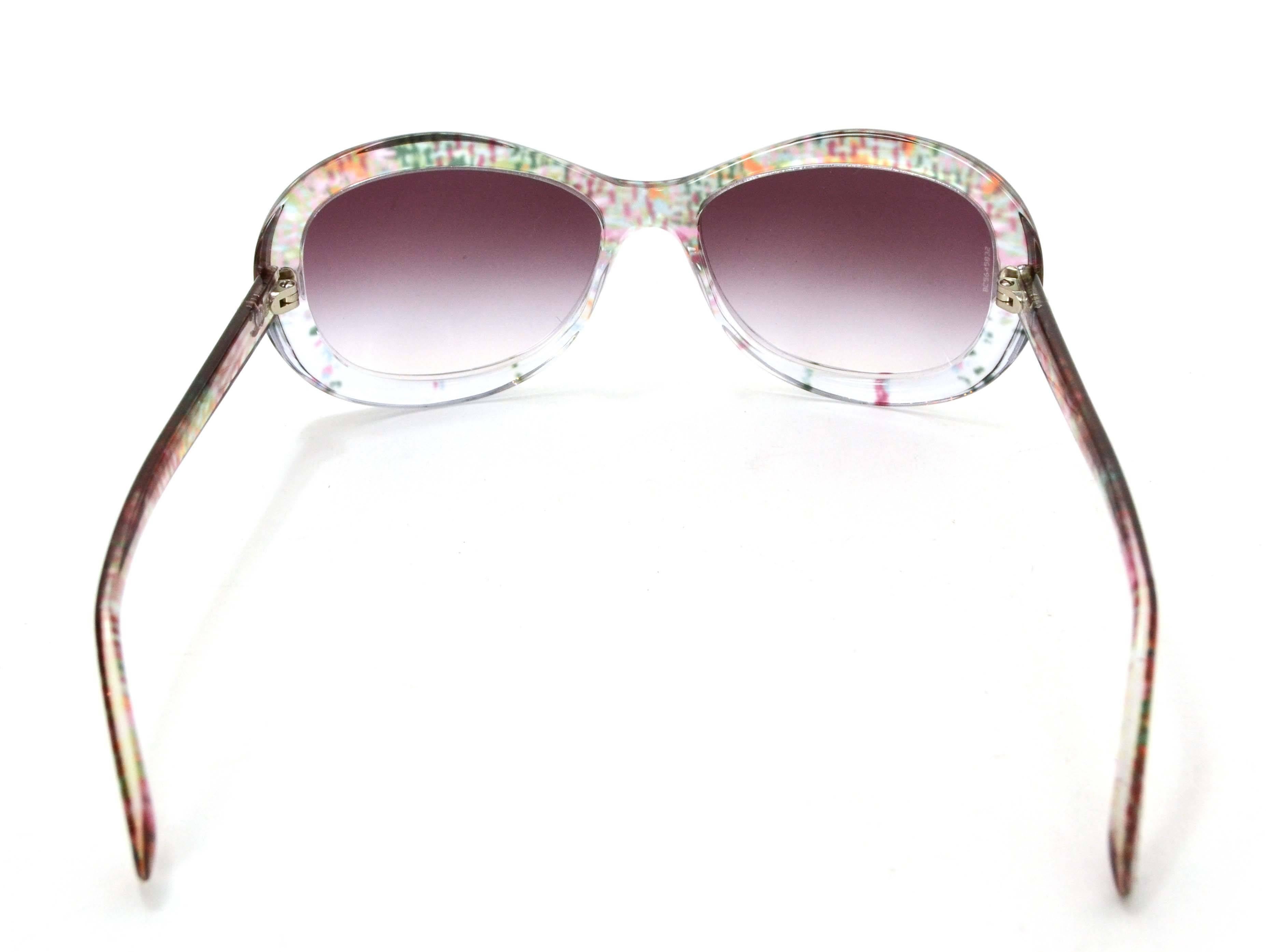 Chanel Resin Round Frame Sunglasses With Tweed Print  In Excellent Condition In New York, NY