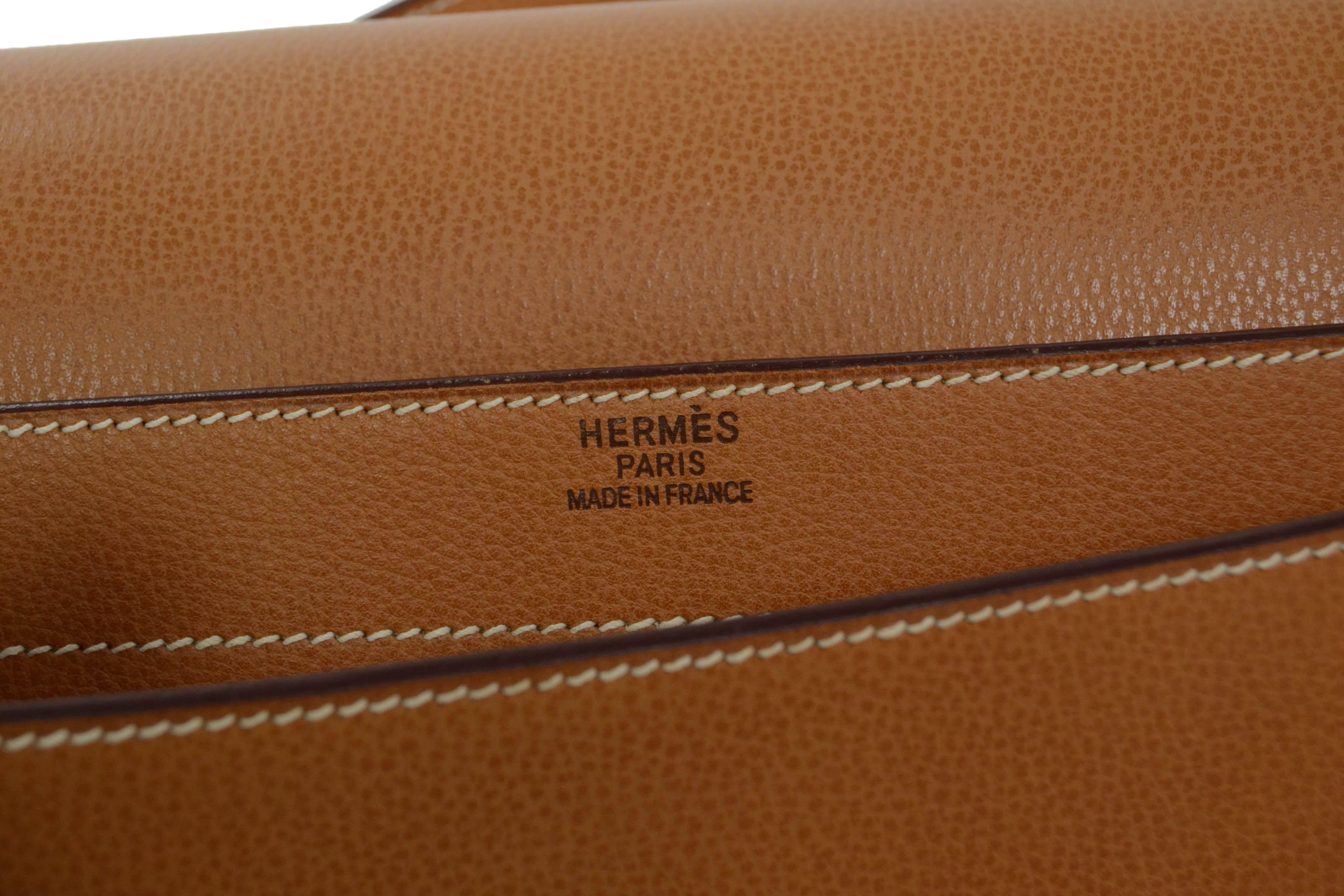 Women's Hermes Gold Vache Liegee 38cm Kelly Depeche Briefcase PHW