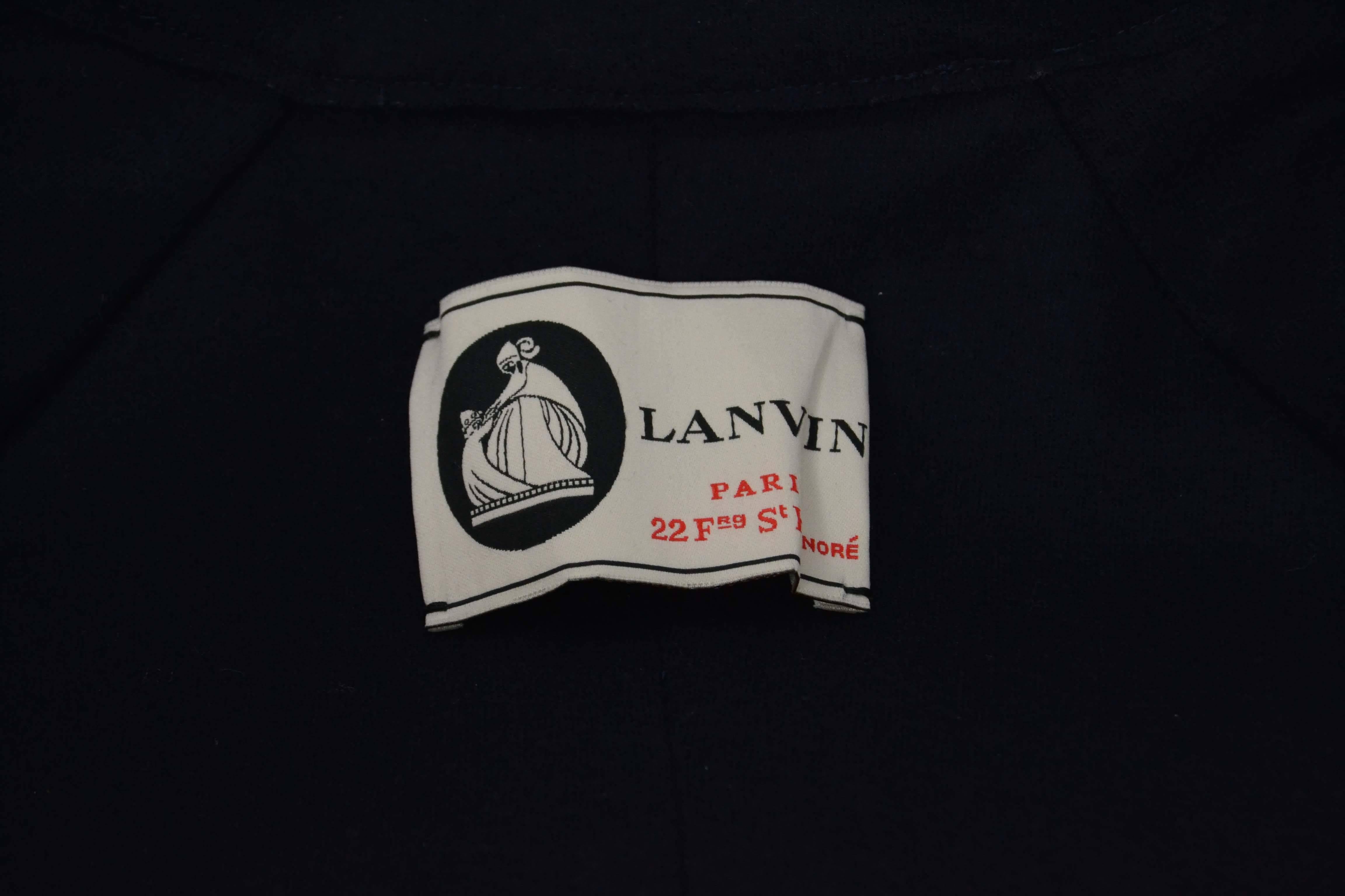 Women's Lanvin Navy & Black Silk Long Coat sz 36