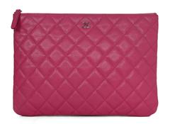 Chanel Pink Quilted Caviar Clutch Bag SHW