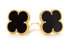 Van Cleef & Arpels '15 Gold & Onyx Magic Alhambra Earrings