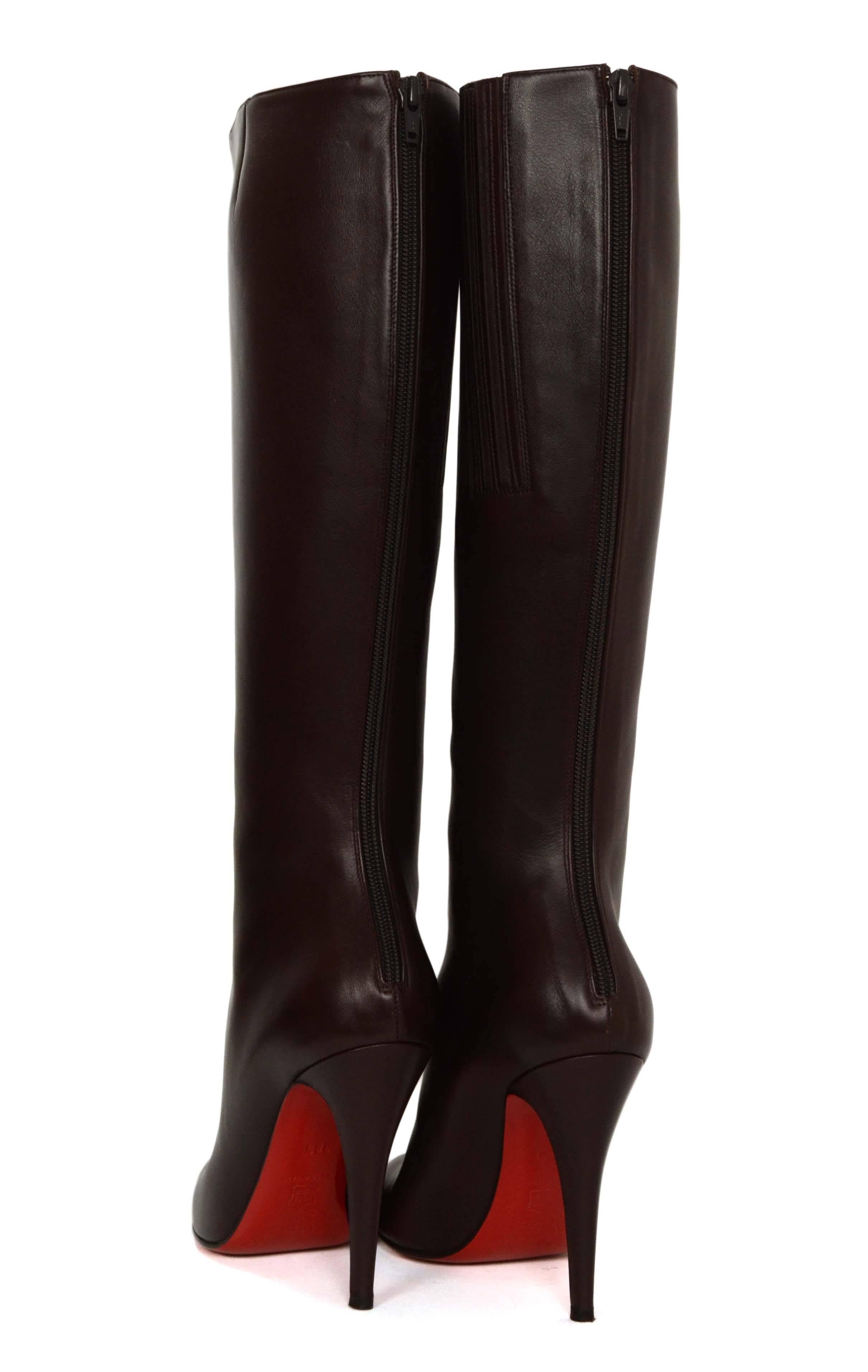 Christian Louboutin Brown Leather Babel 100 Tall Boots sz 38.5 rt. $1, 495 1