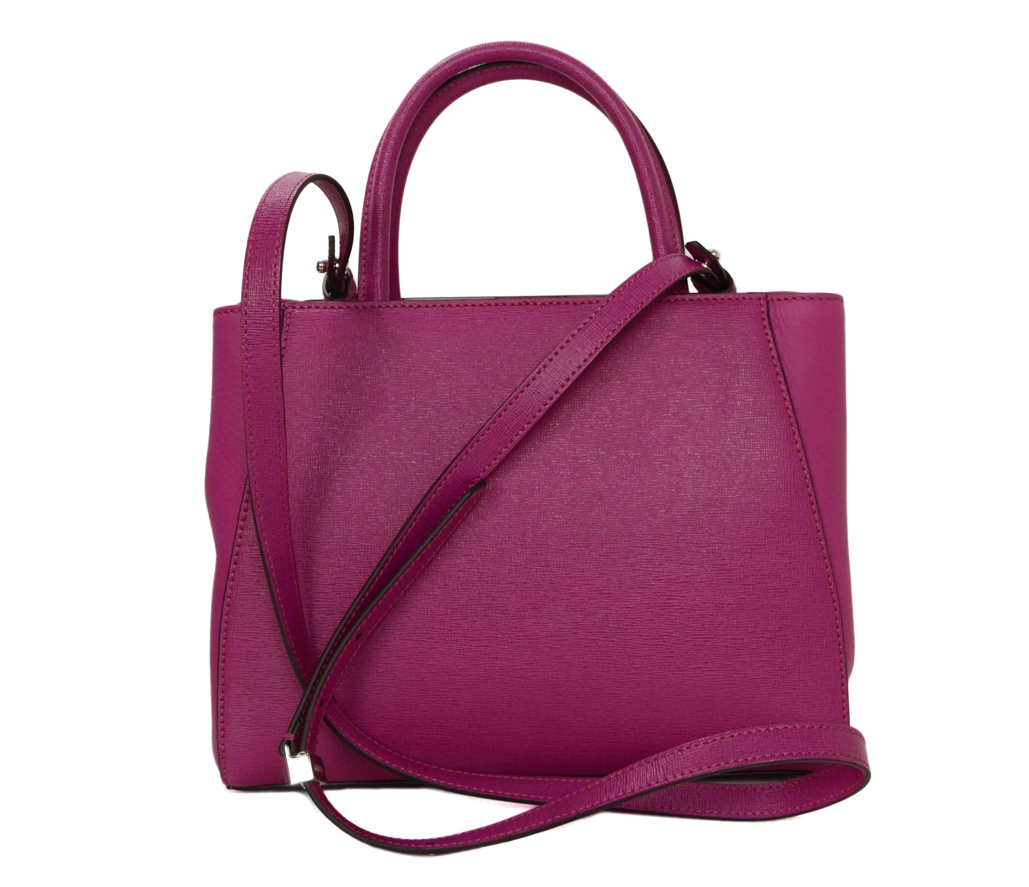 Purple Fendi Magenta Pink 2Jours Petite Saffiano Shopper Tote Bag