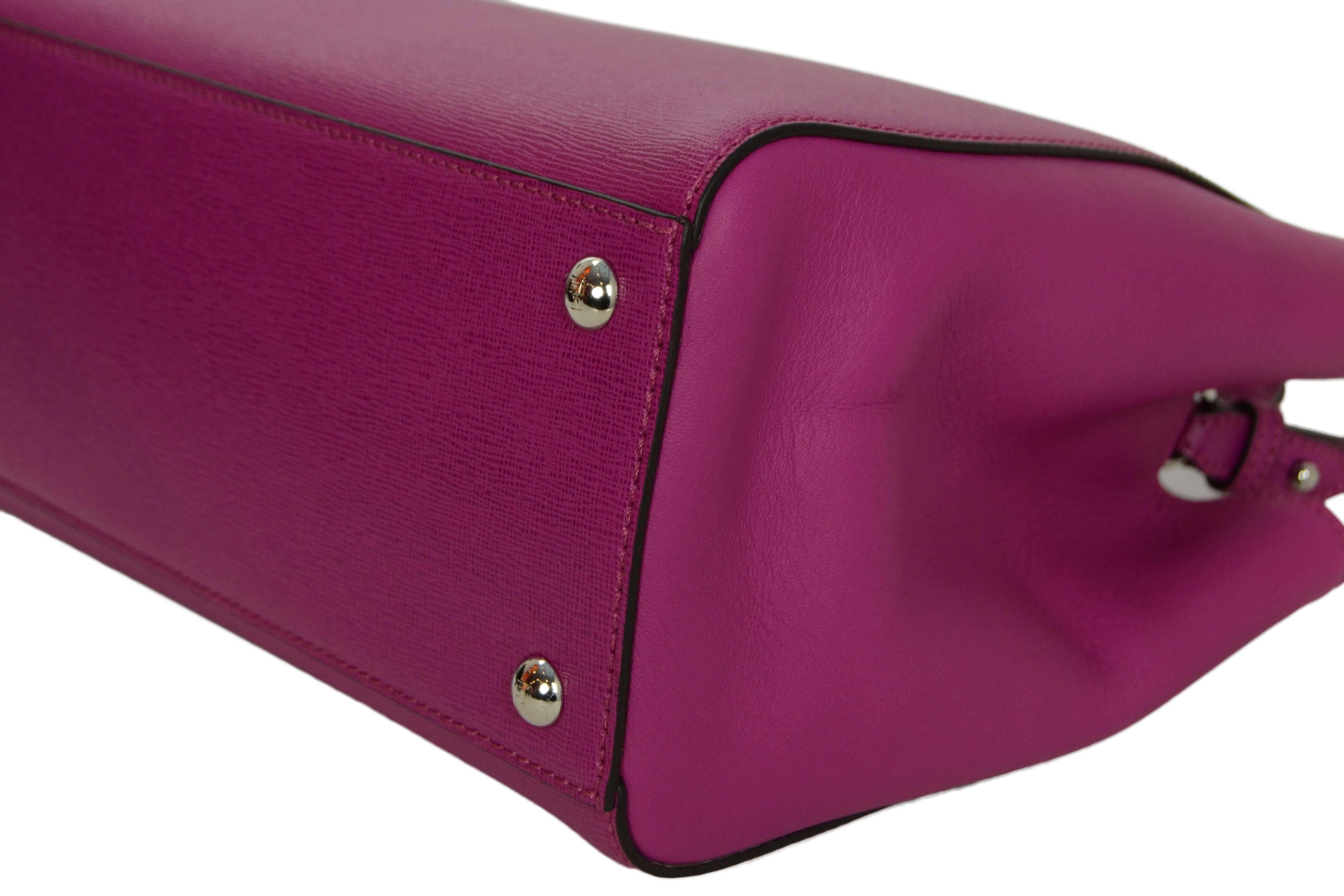 Women's Fendi Magenta Pink 2Jours Petite Saffiano Shopper Tote Bag