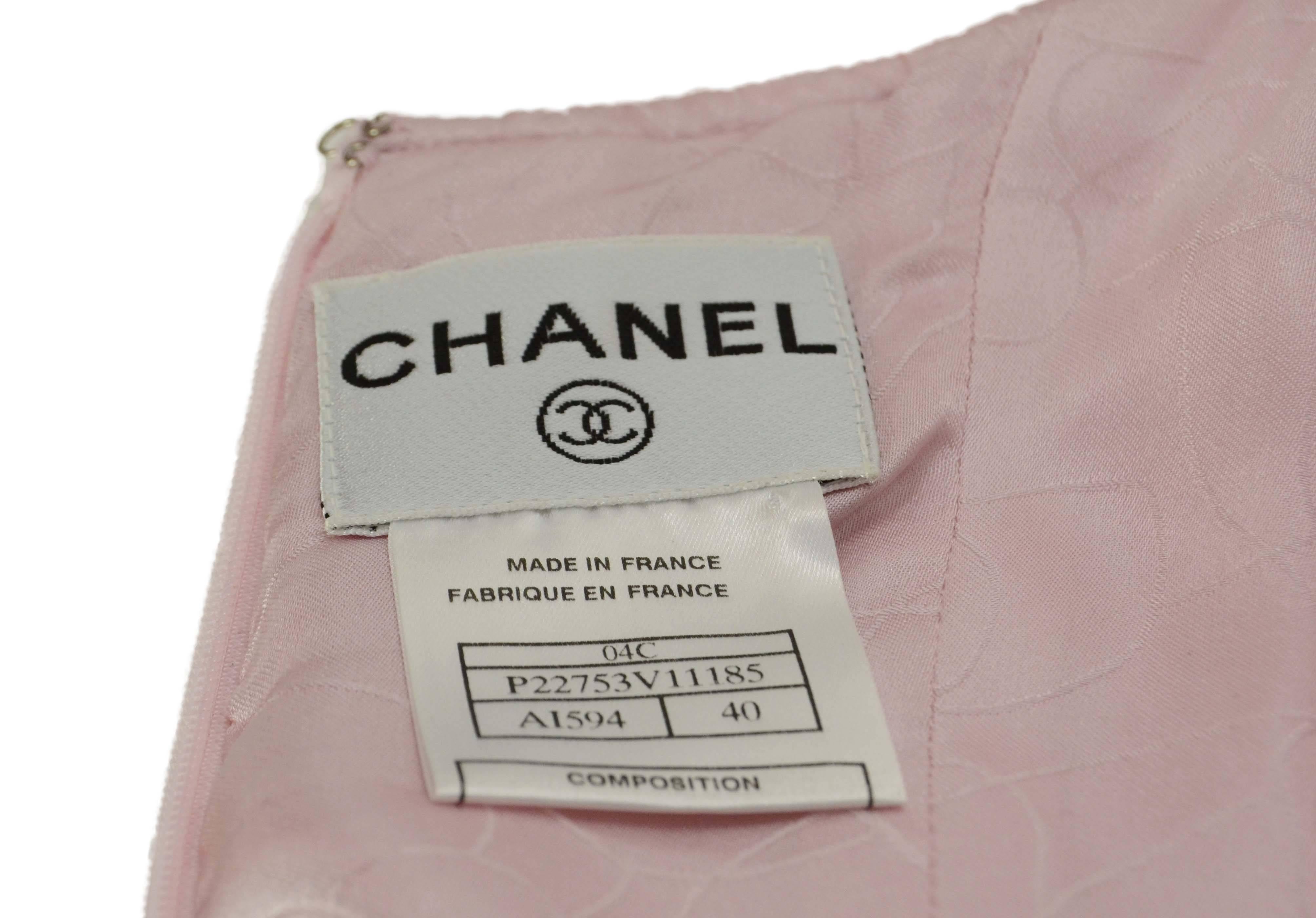 Women's Chanel Pink Boucle Spaghetti Strap Dress sz 40