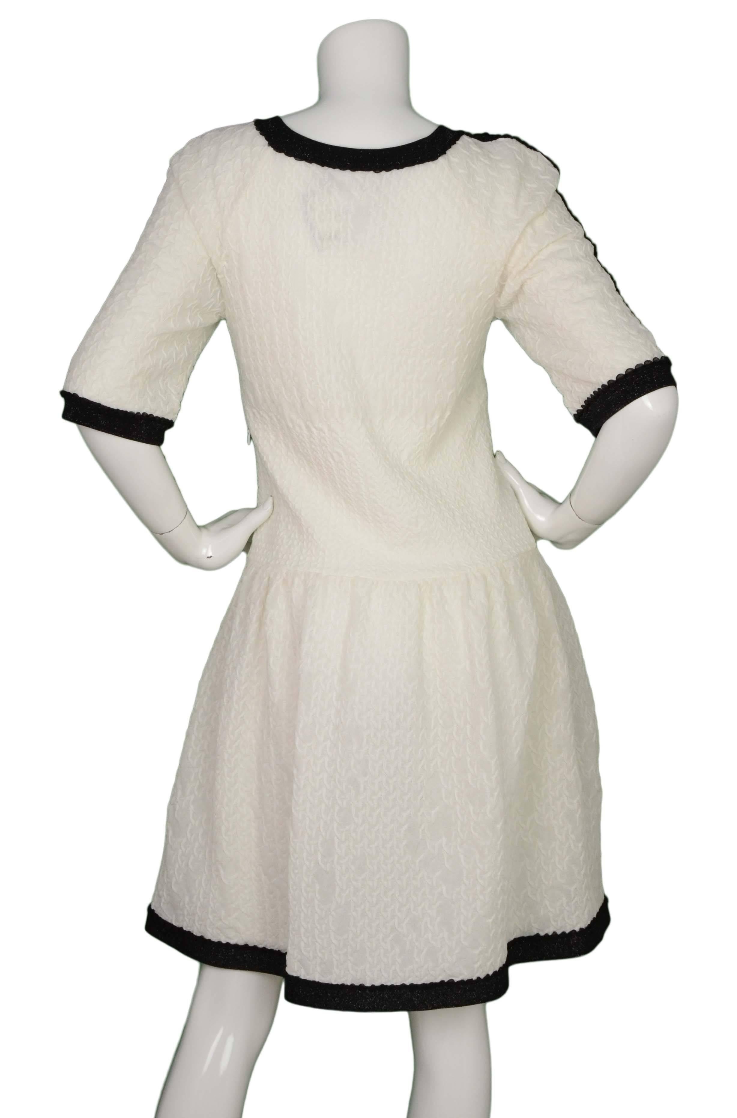 Gray Chanel Black & White Short Sleeve Dress sz 38