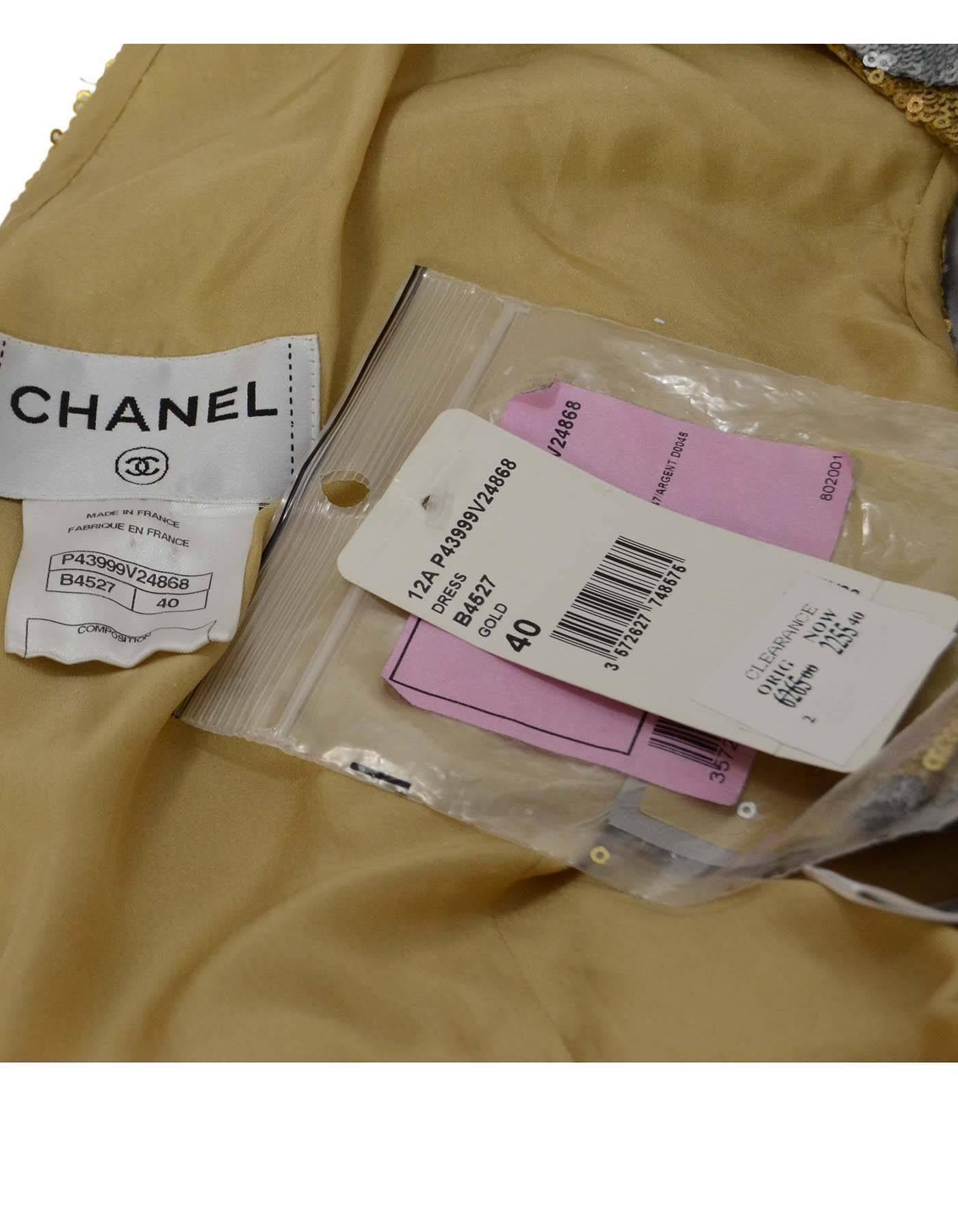 Chanel Gold & Silver Sequin 2-Piece Dress sz FR40 4