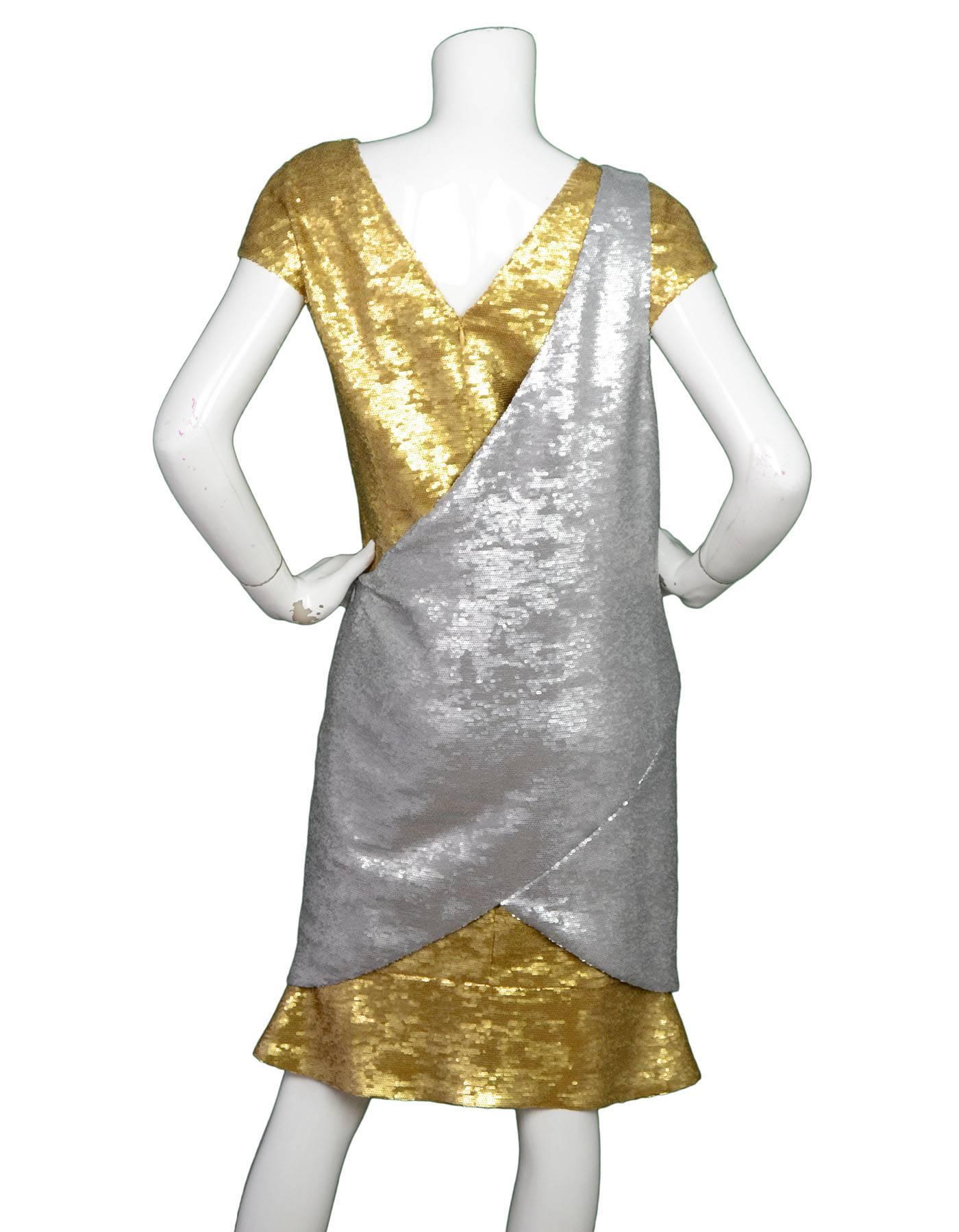 Women's Chanel Gold & Silver Sequin 2-Piece Dress sz FR40