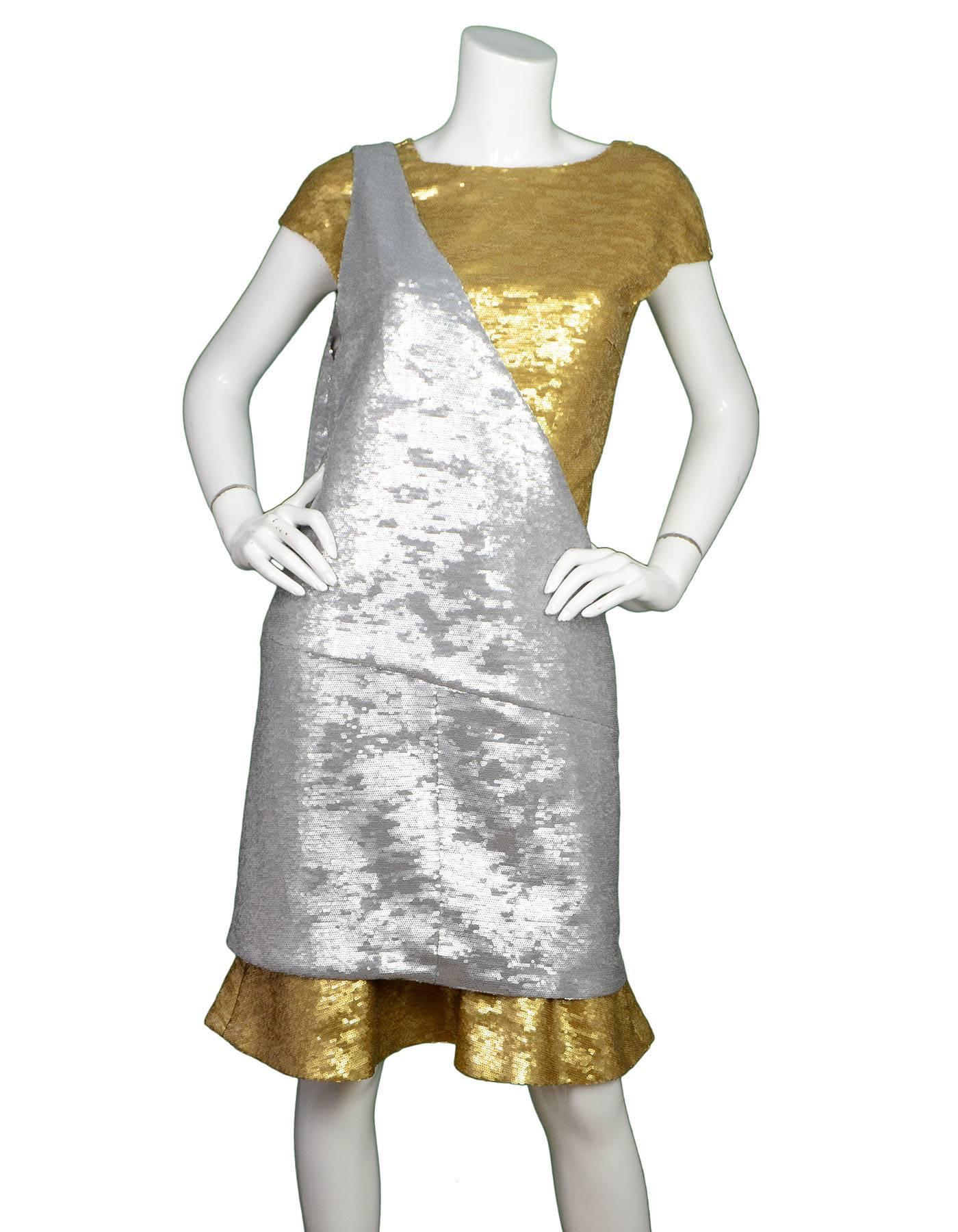 Gray Chanel Gold & Silver Sequin 2-Piece Dress sz FR40